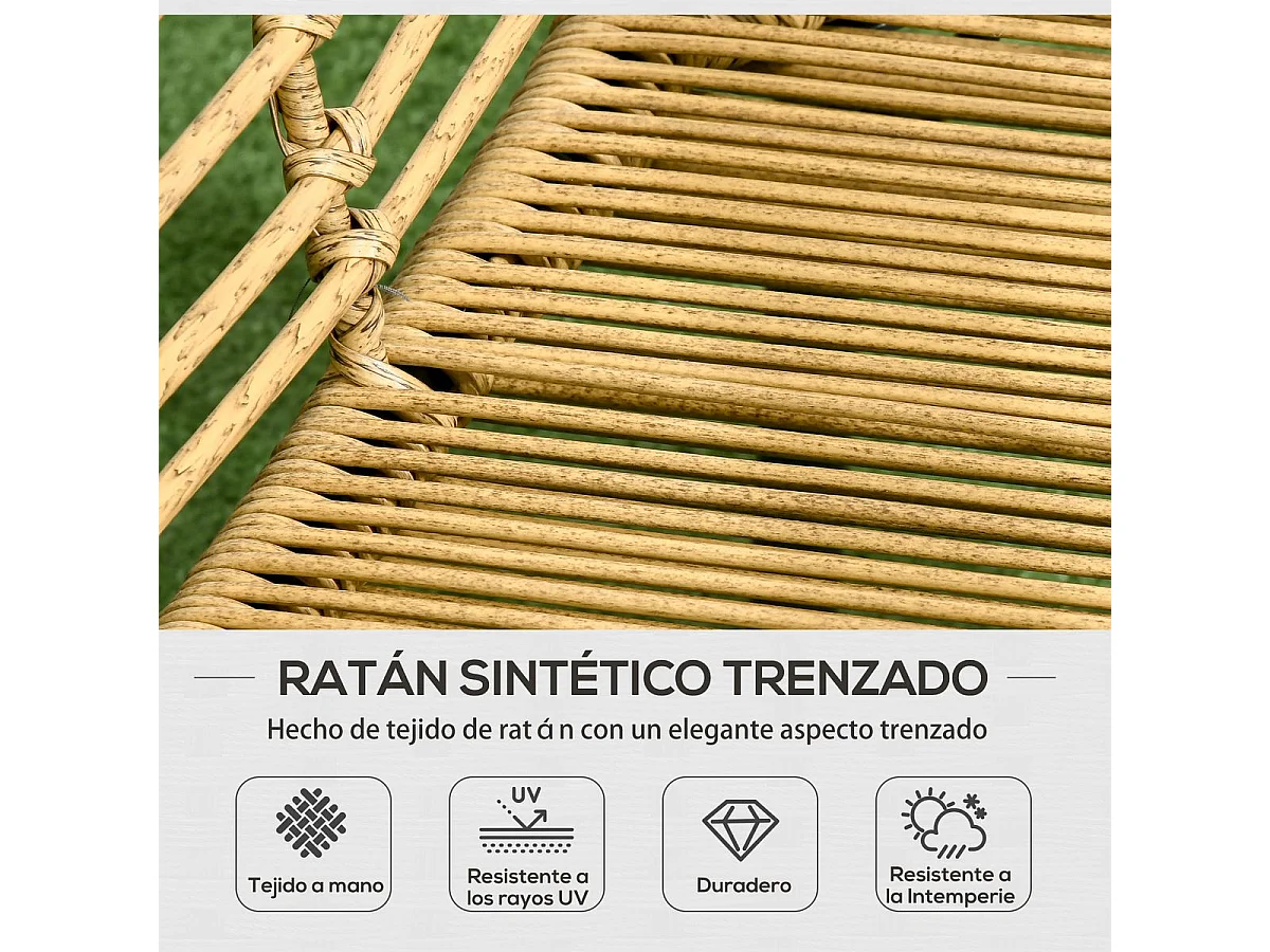 Muebles de ratán arena 131x63x76 cm Outsunny