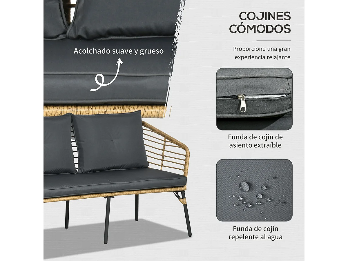 Muebles de ratán arena 131x63x76 cm Outsunny