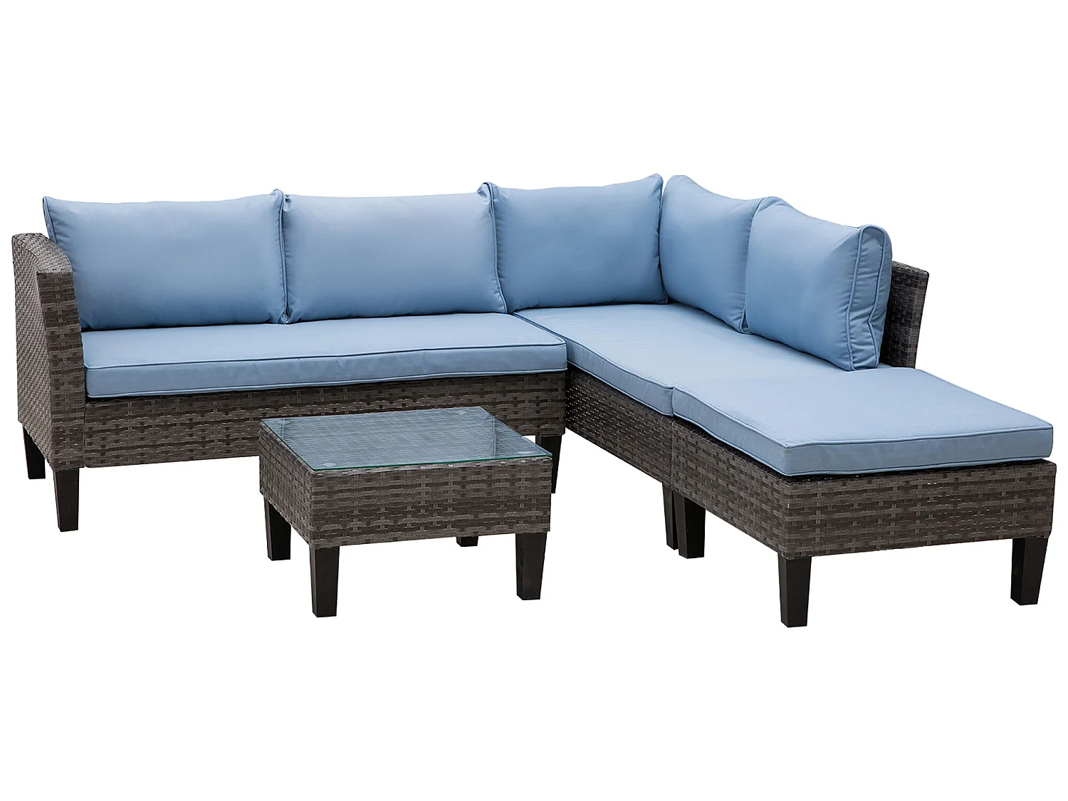 Conjunto de sofás de ratán azul 140x70x66 cm Outsunny