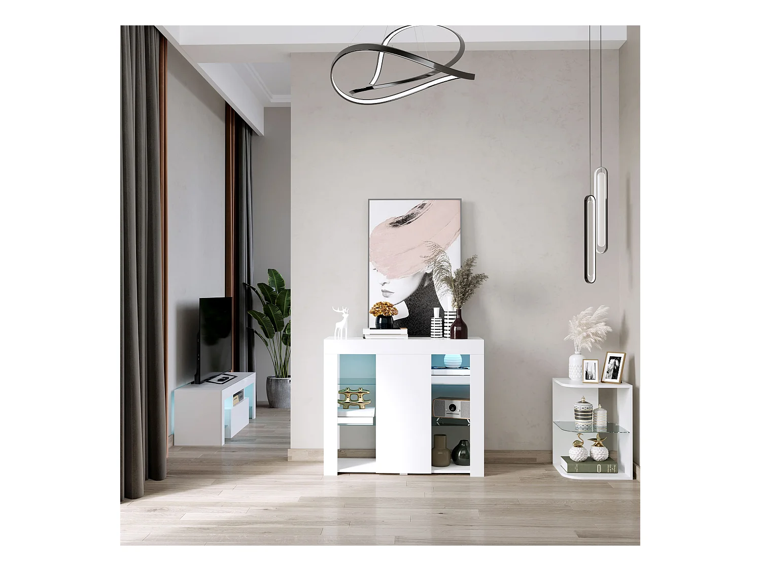 Aparador moderno blanco brillante 97x35x83 cm HOMCOM