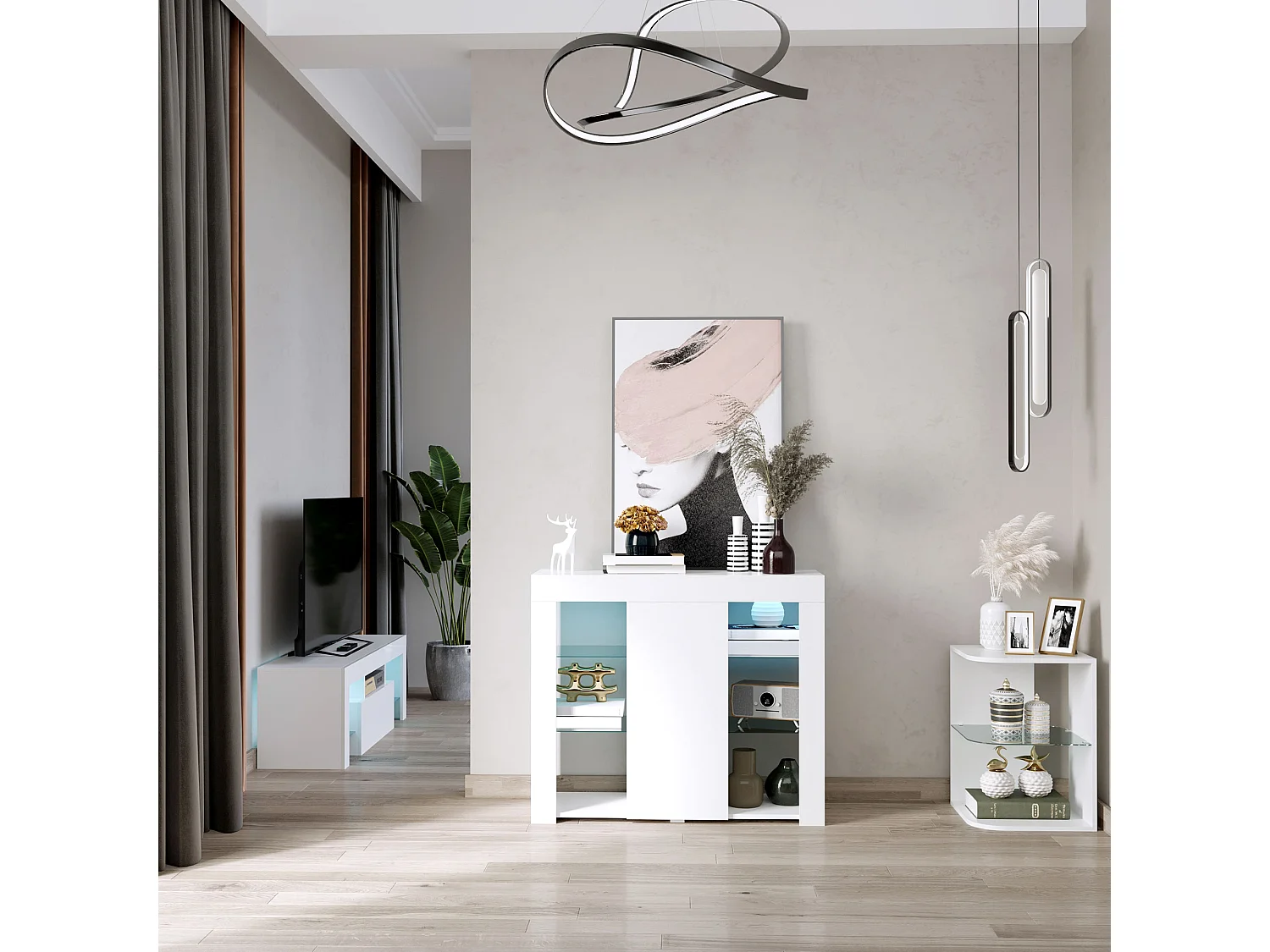 Aparador moderno blanco brillante 97x35x83 cm HOMCOM