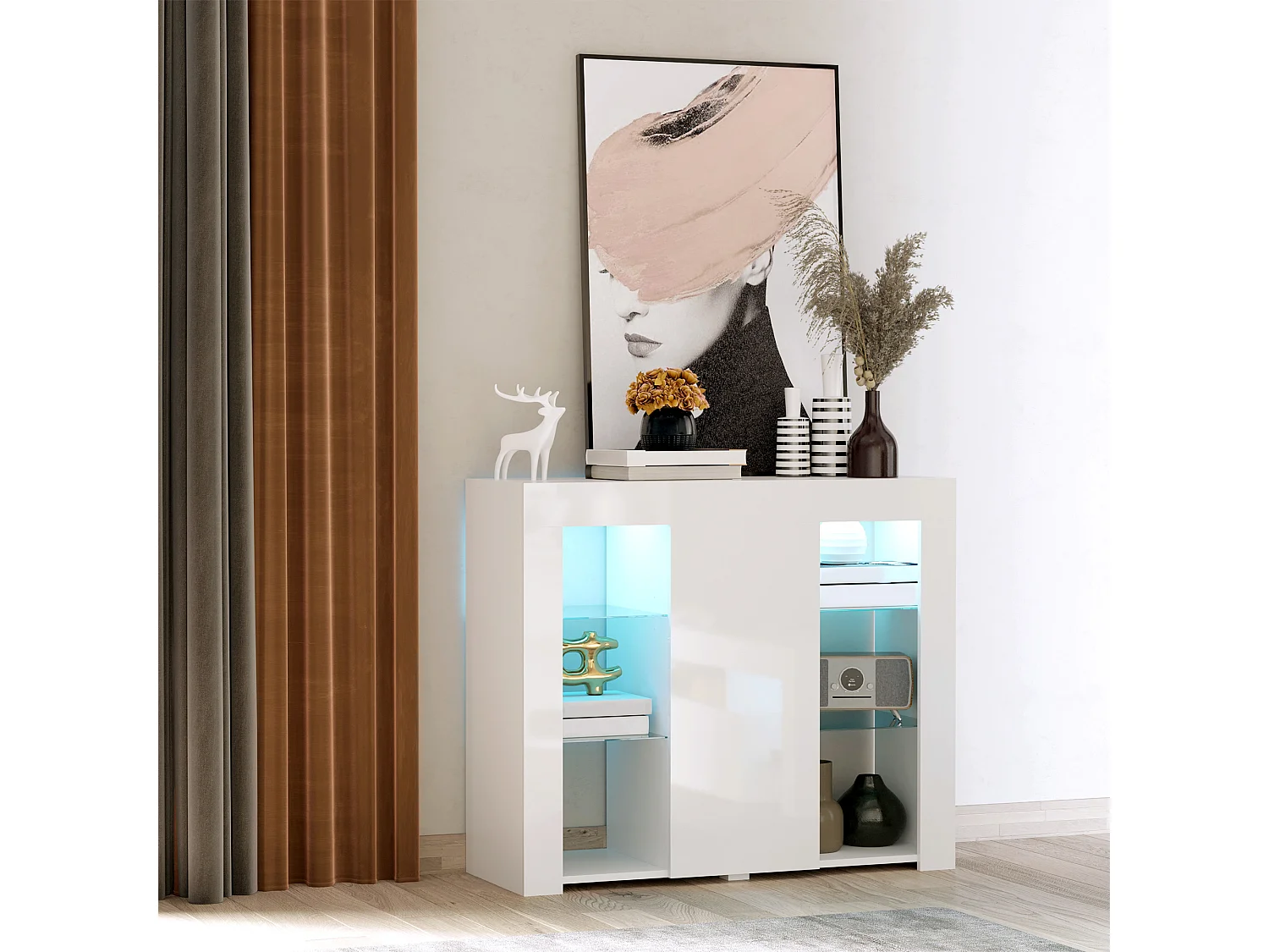 Aparador moderno blanco brillante 97x35x83 cm HOMCOM