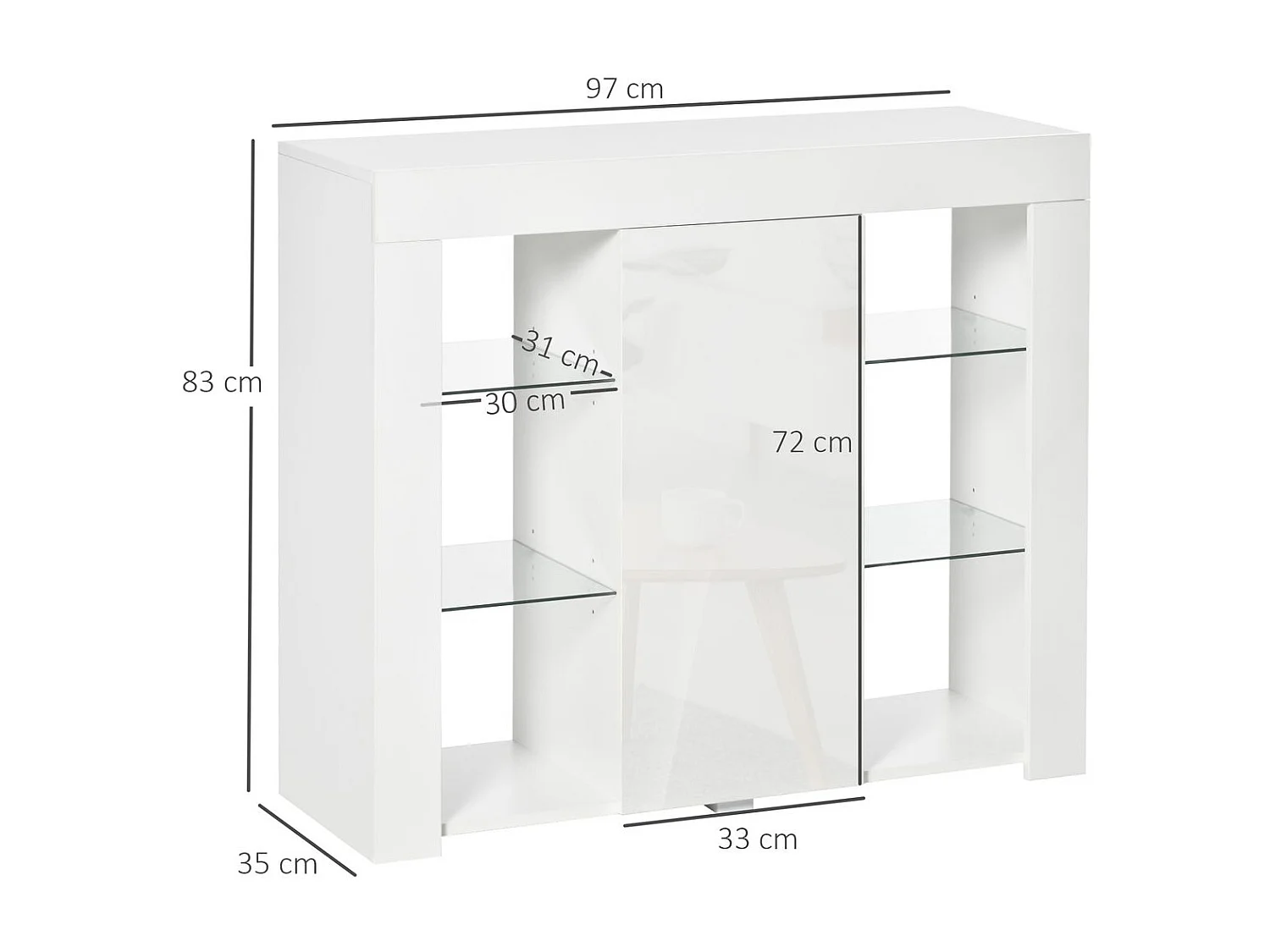 Aparador moderno blanco brillante 97x35x83 cm HOMCOM