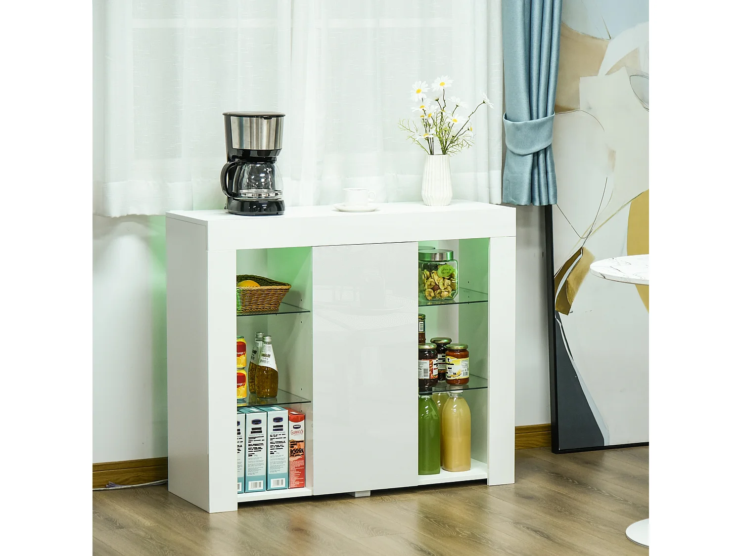 Aparador moderno blanco brillante 97x35x83 cm HOMCOM