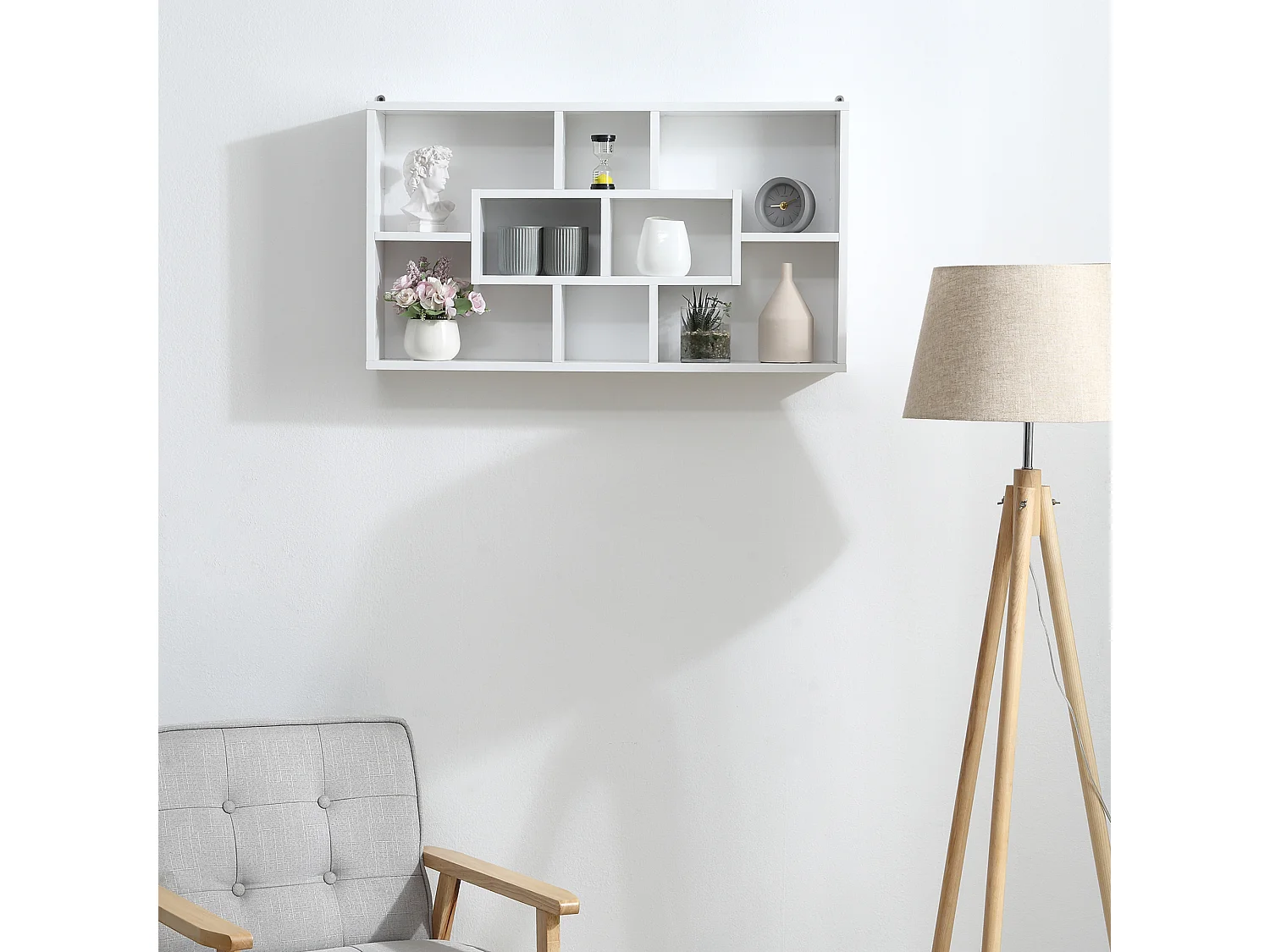 Estante de pared decorativo blanco 85x14,5x47,5cm HOMCOM
