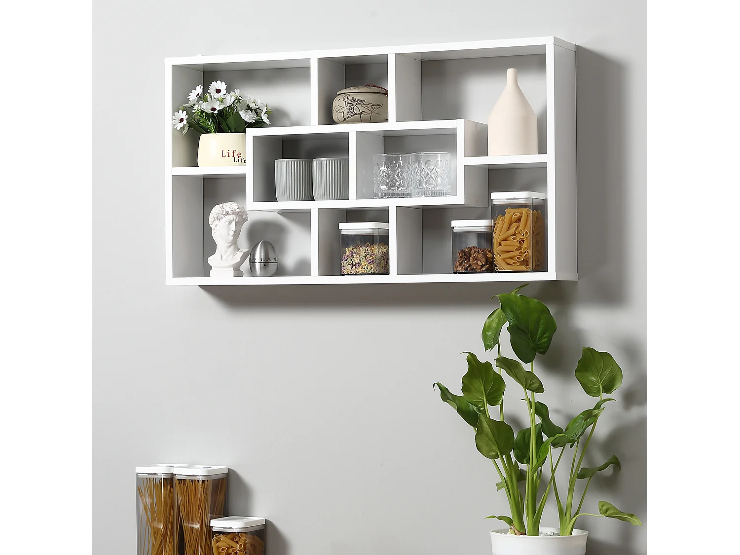 Estante de pared decorativo blanco 85x14,5x47,5cm HOMCOM