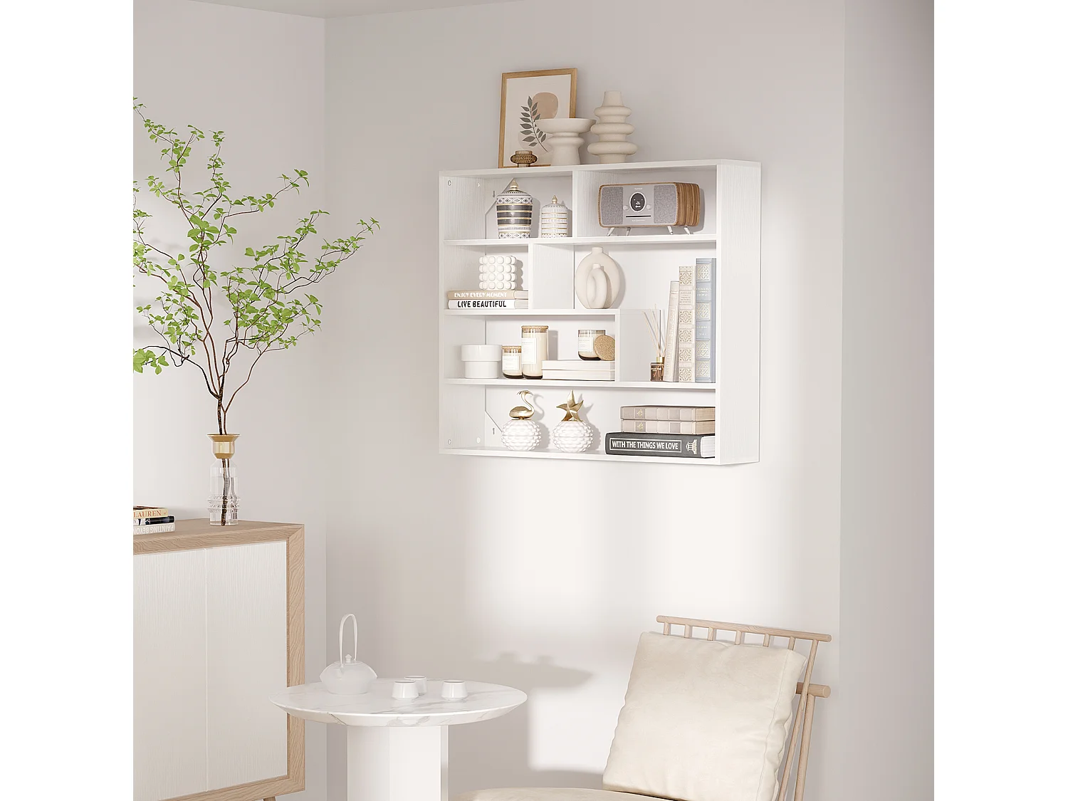 Estantería de pared blanco 94x19.5x80 cm HOMCOM