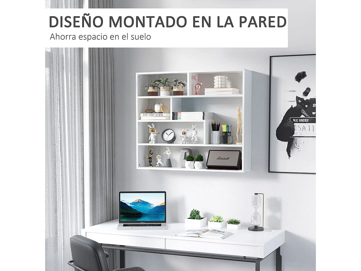 Estantería de pared blanco 94x19.5x80 cm HOMCOM
