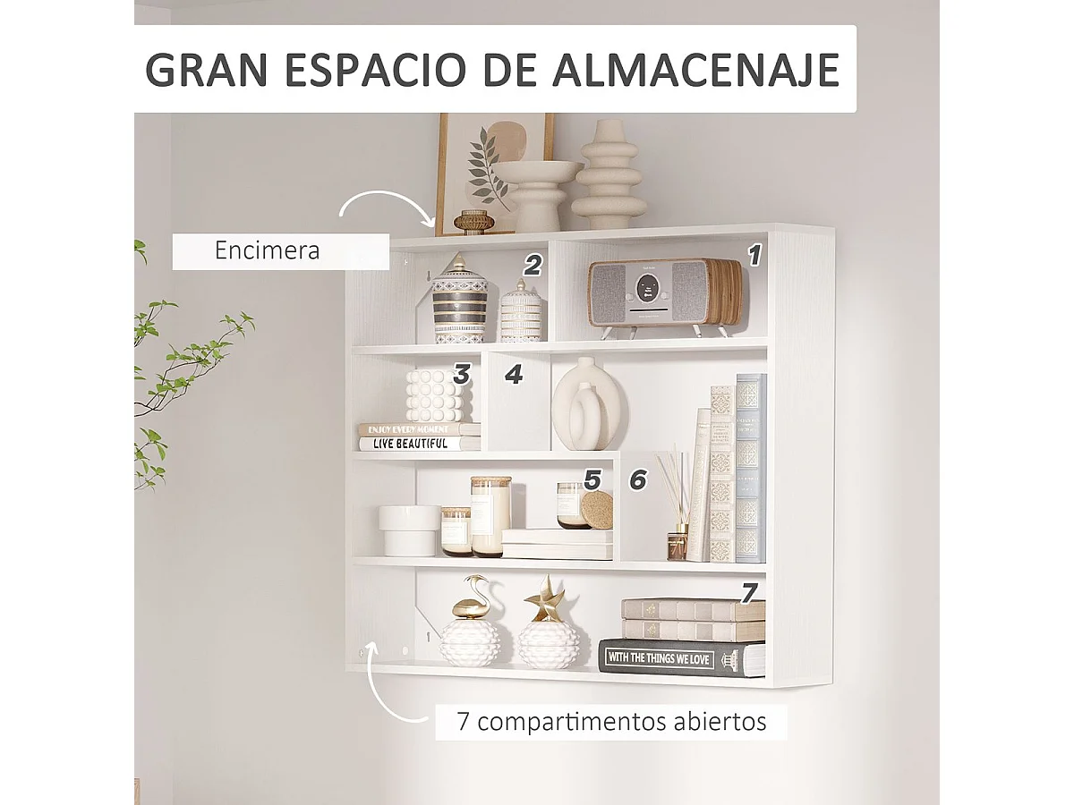 Estantería de pared blanco 94x19.5x80 cm HOMCOM