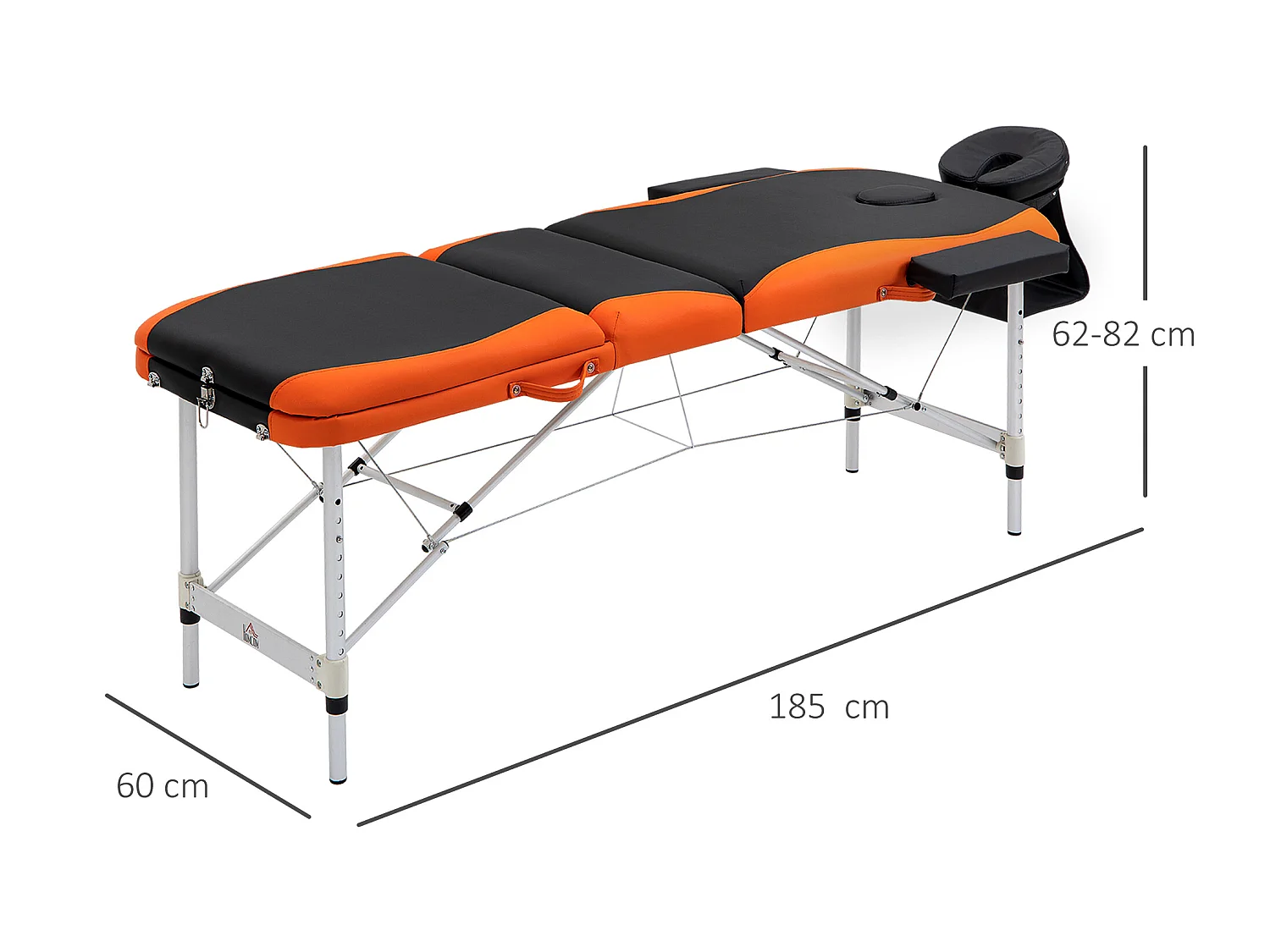 Camilla de masaje plegable negro y naranja 185x60x82 cm HOMCOM