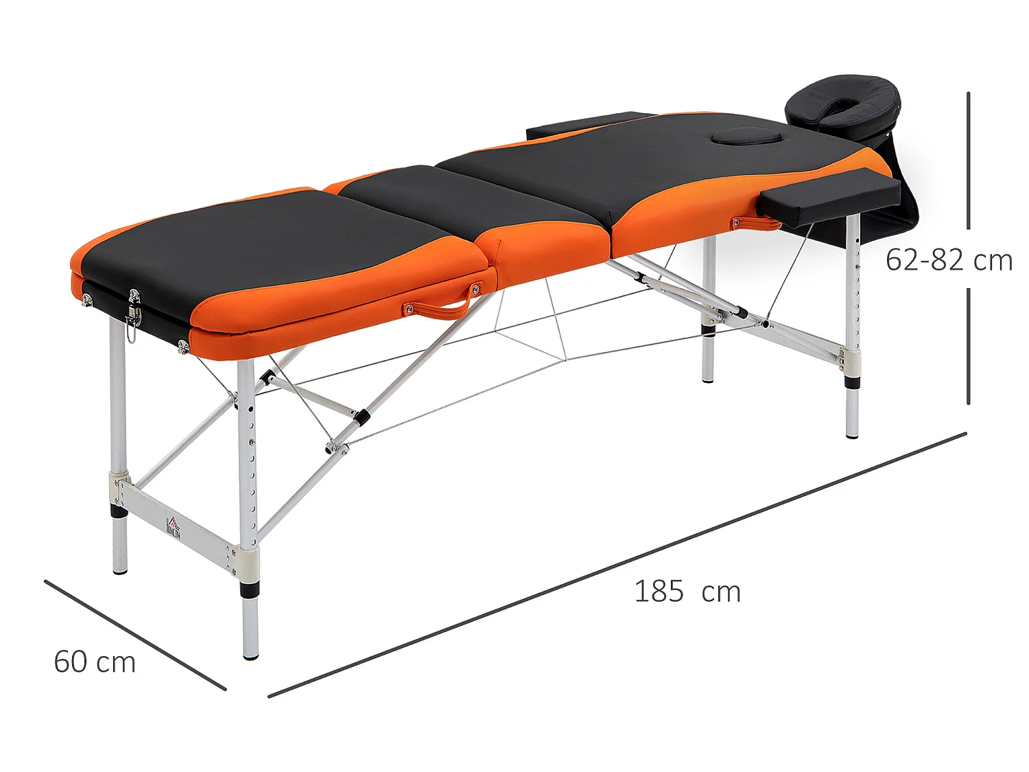 Camilla de masaje plegable negro y naranja 185x60x82 cm HOMCOM