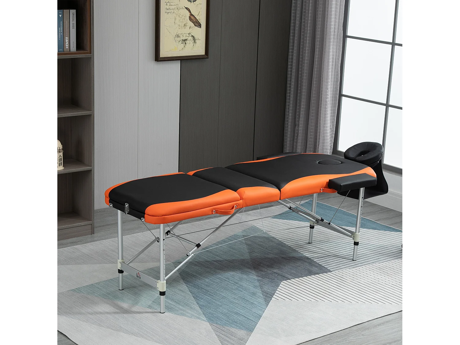 Camilla de masaje plegable negro y naranja 185x60x82 cm HOMCOM