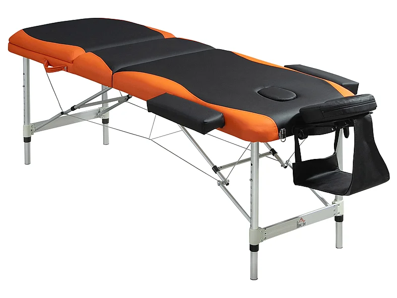 Camilla de masaje plegable negro y naranja 185x60x82 cm HOMCOM