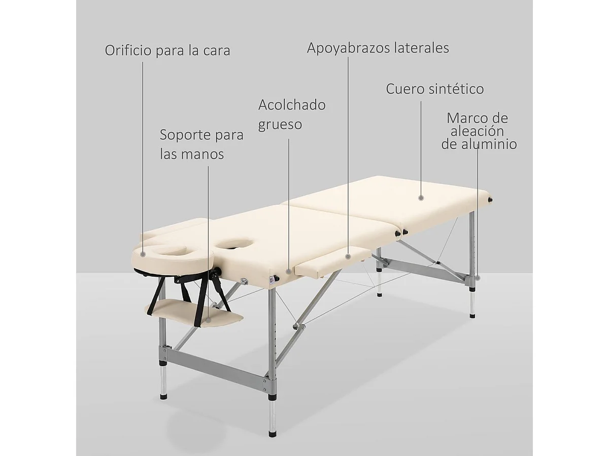 Camilla de masaje beige 186x71x83 cm HOMCOM