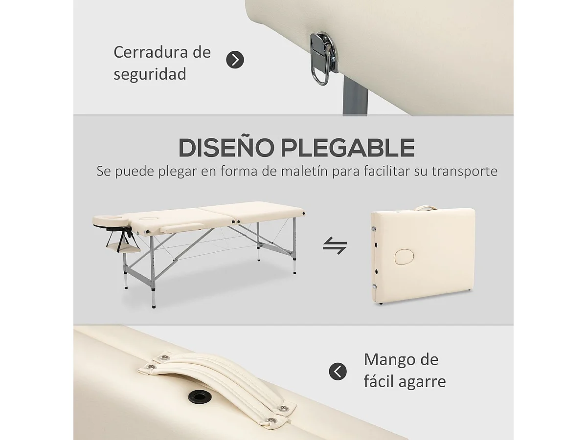 Camilla de masaje beige 186x71x83 cm HOMCOM