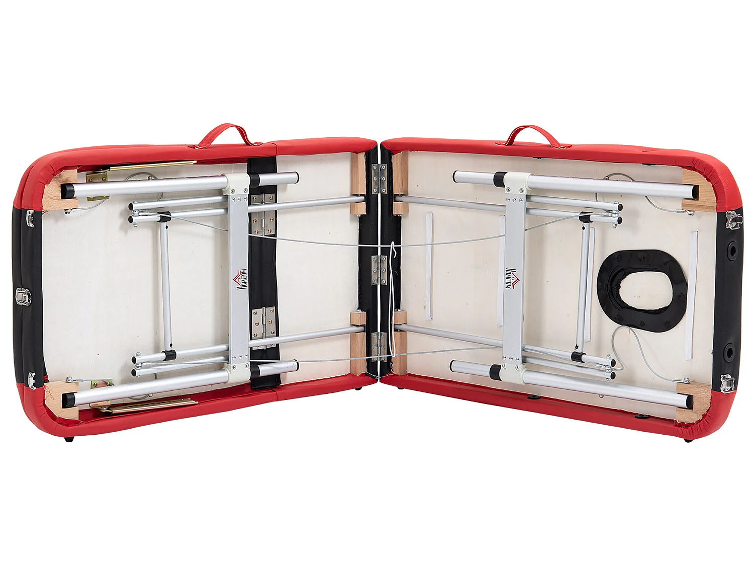 Camilla de masaje plegable negro y rojo 185x60x62-82 cm HOMCOM