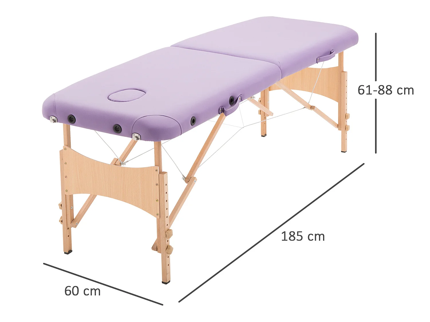 Camilla de masaje plegable púrpura 185x60x88 cm HOMCOM