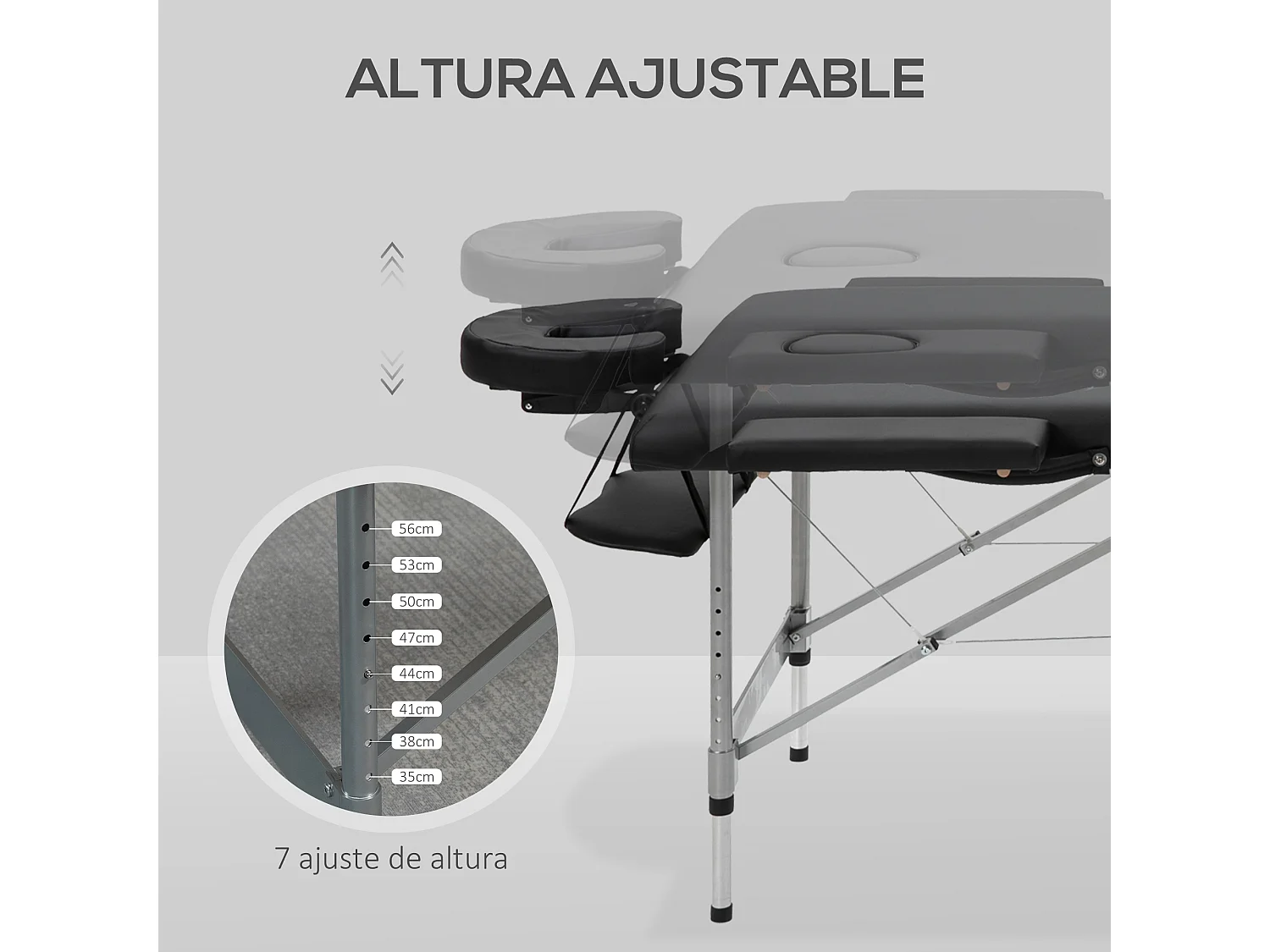 Camilla de masaje negro 186x71x83 cm HOMCOM