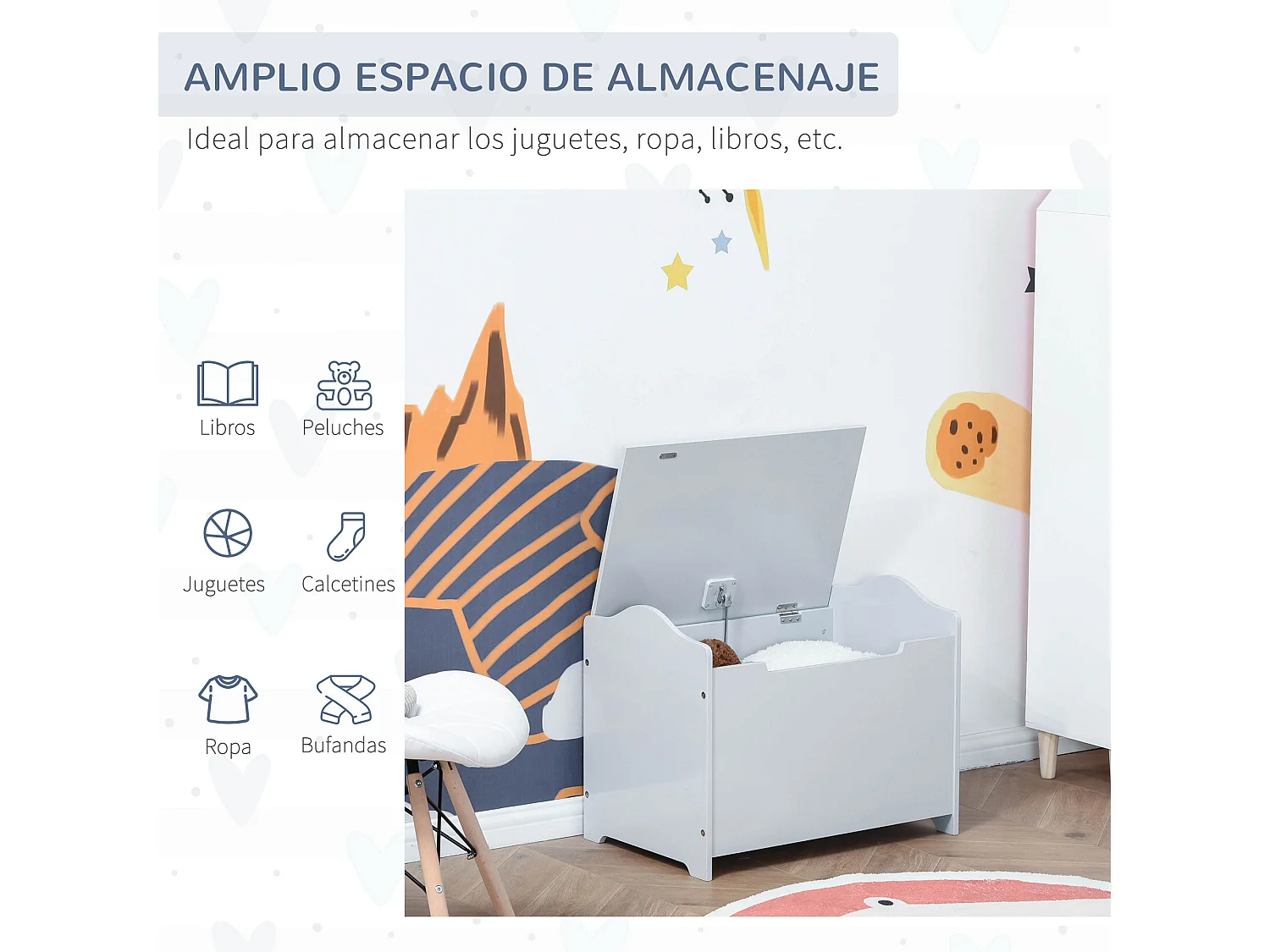 Caja de almacenaje gris 60x40x48 cm HOMCOM