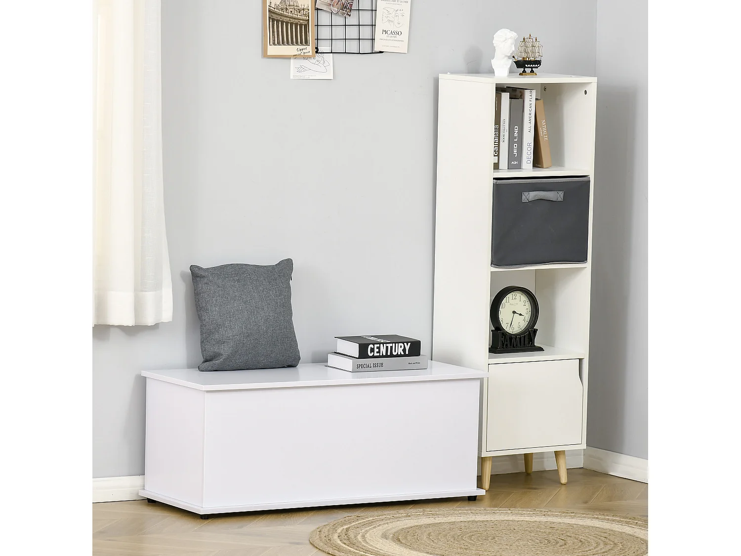 Baúl de almacenamiento blanco 100x40x40 cm HOMCOM