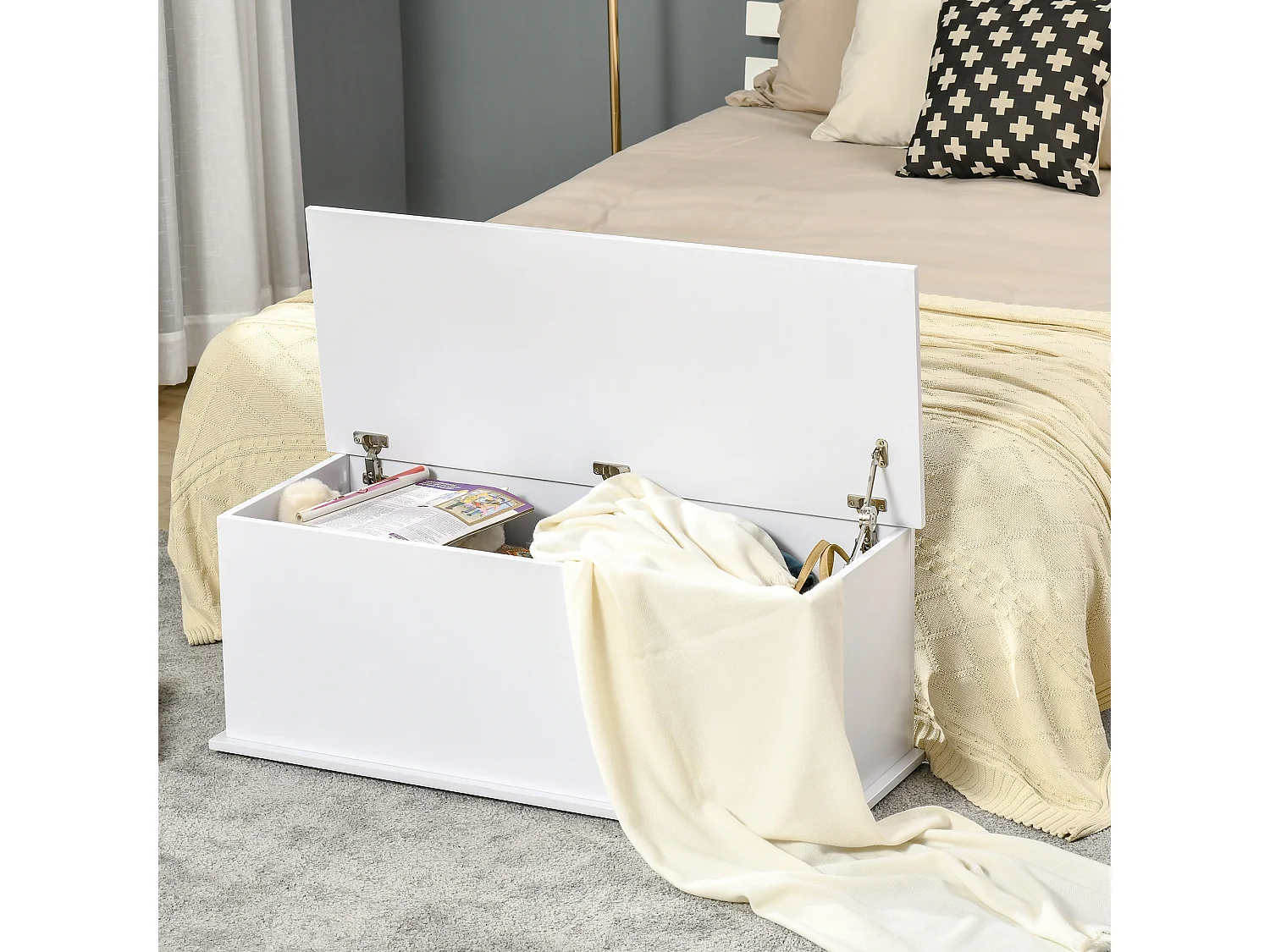 Baúl de almacenamiento blanco 100x40x40 cm HOMCOM