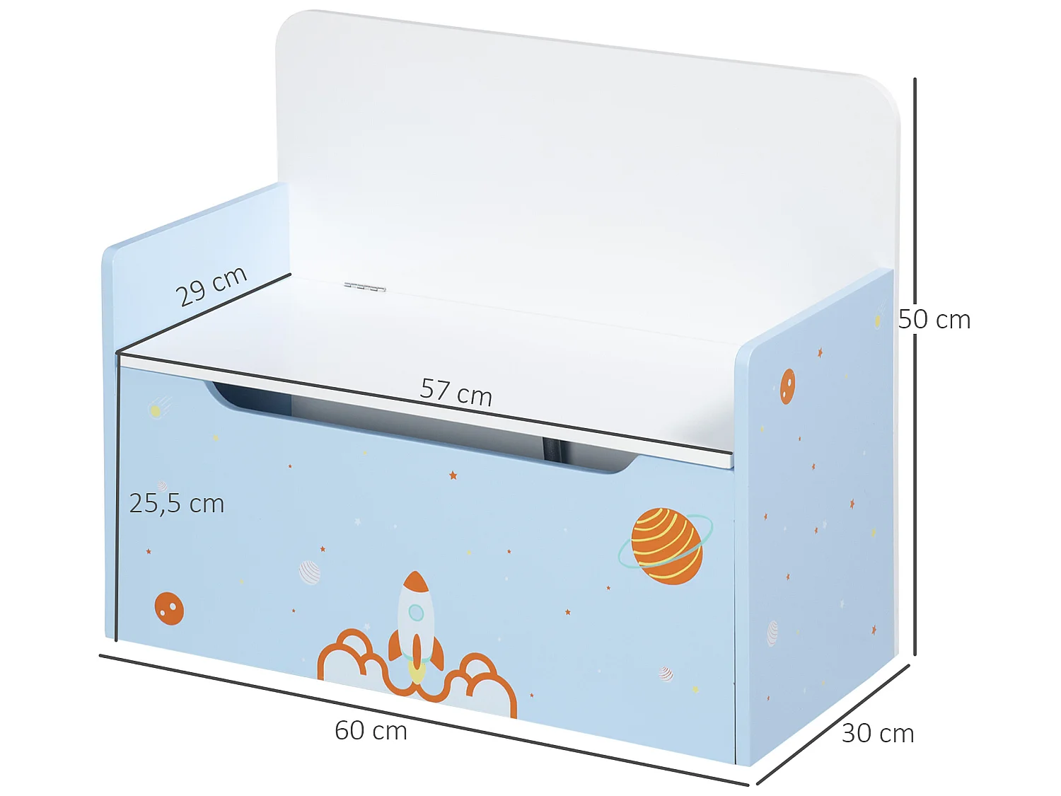 Baúl de juguetes azul 60x30x50 cm ZONEKIZ