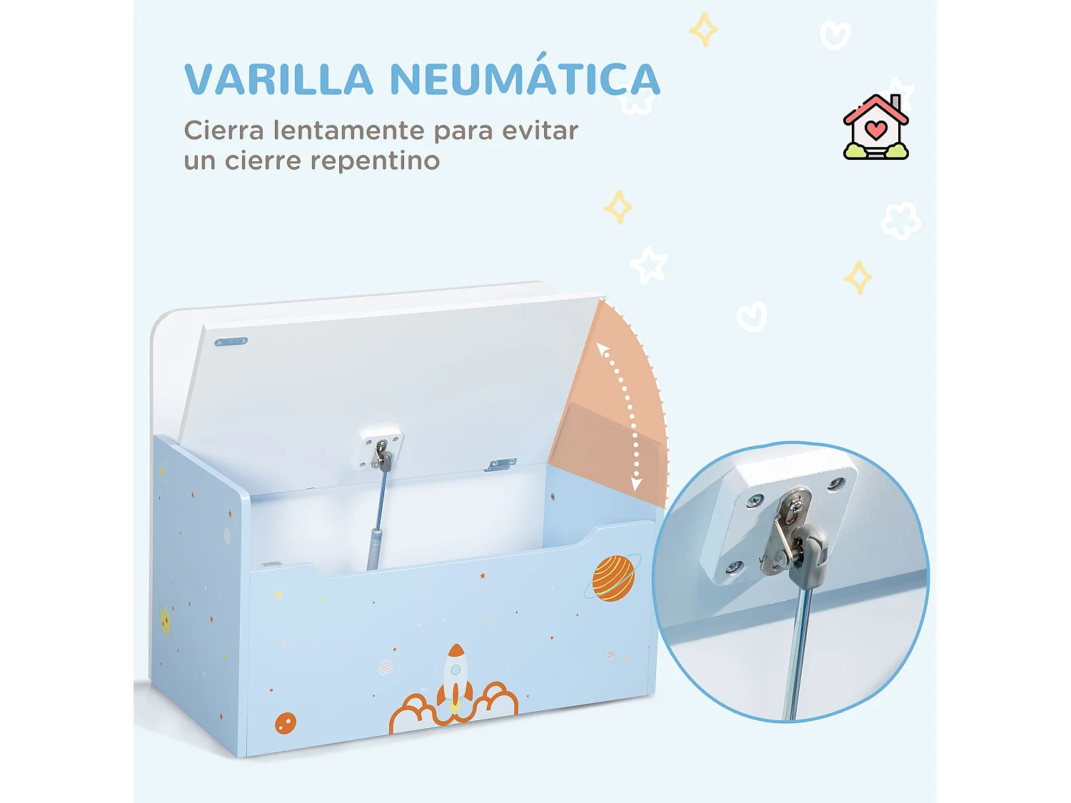 Baúl de juguetes azul 60x30x50 cm ZONEKIZ