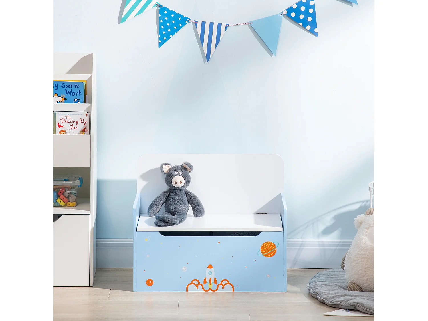 Baúl de juguetes azul 60x30x50 cm ZONEKIZ