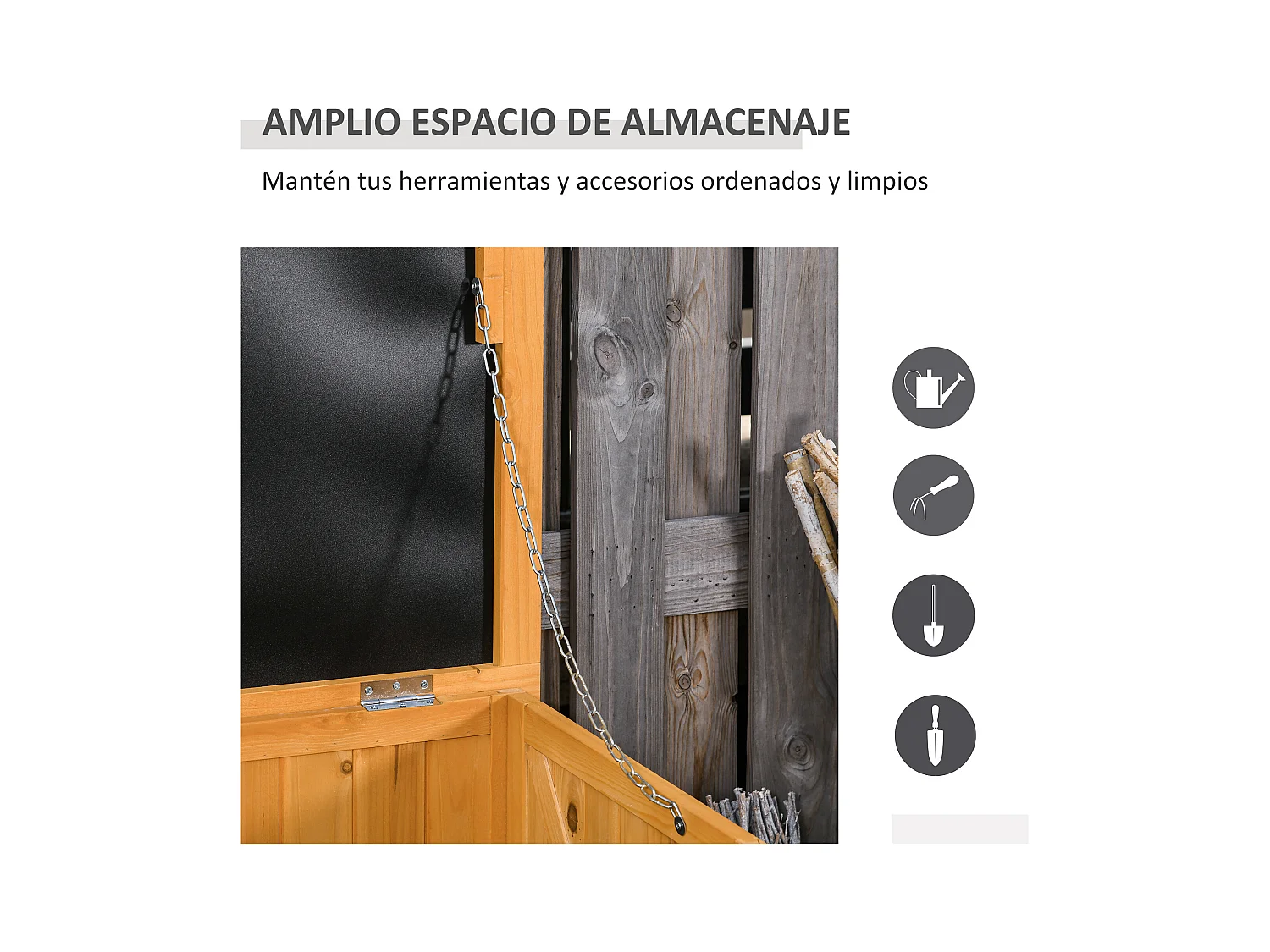 Baúl de almacenaje madera natural 127x56x60 cm Outsunny