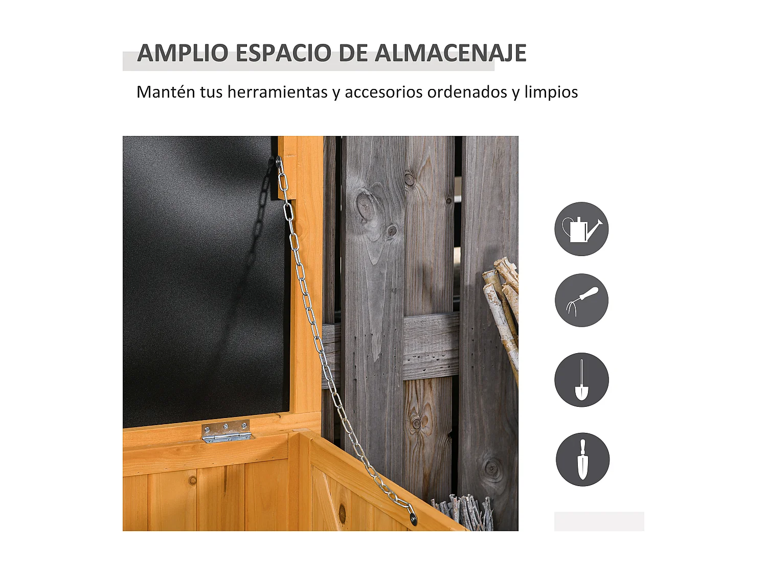 Baúl de almacenaje madera natural 127x56x60 cm Outsunny