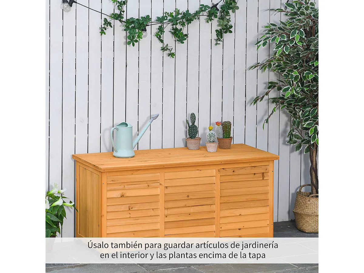 Baúl de almacenaje madera natural 127x56x60 cm Outsunny