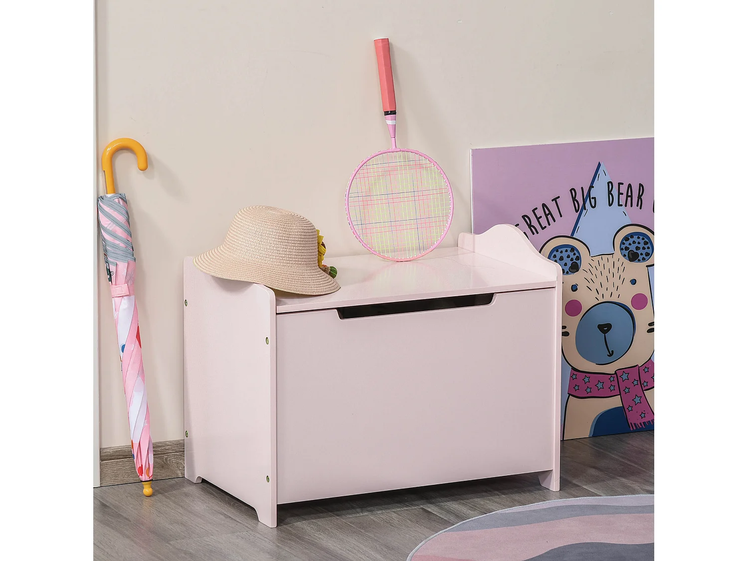 Caja de almacenaje rosa 60x40x48 cm HOMCOM