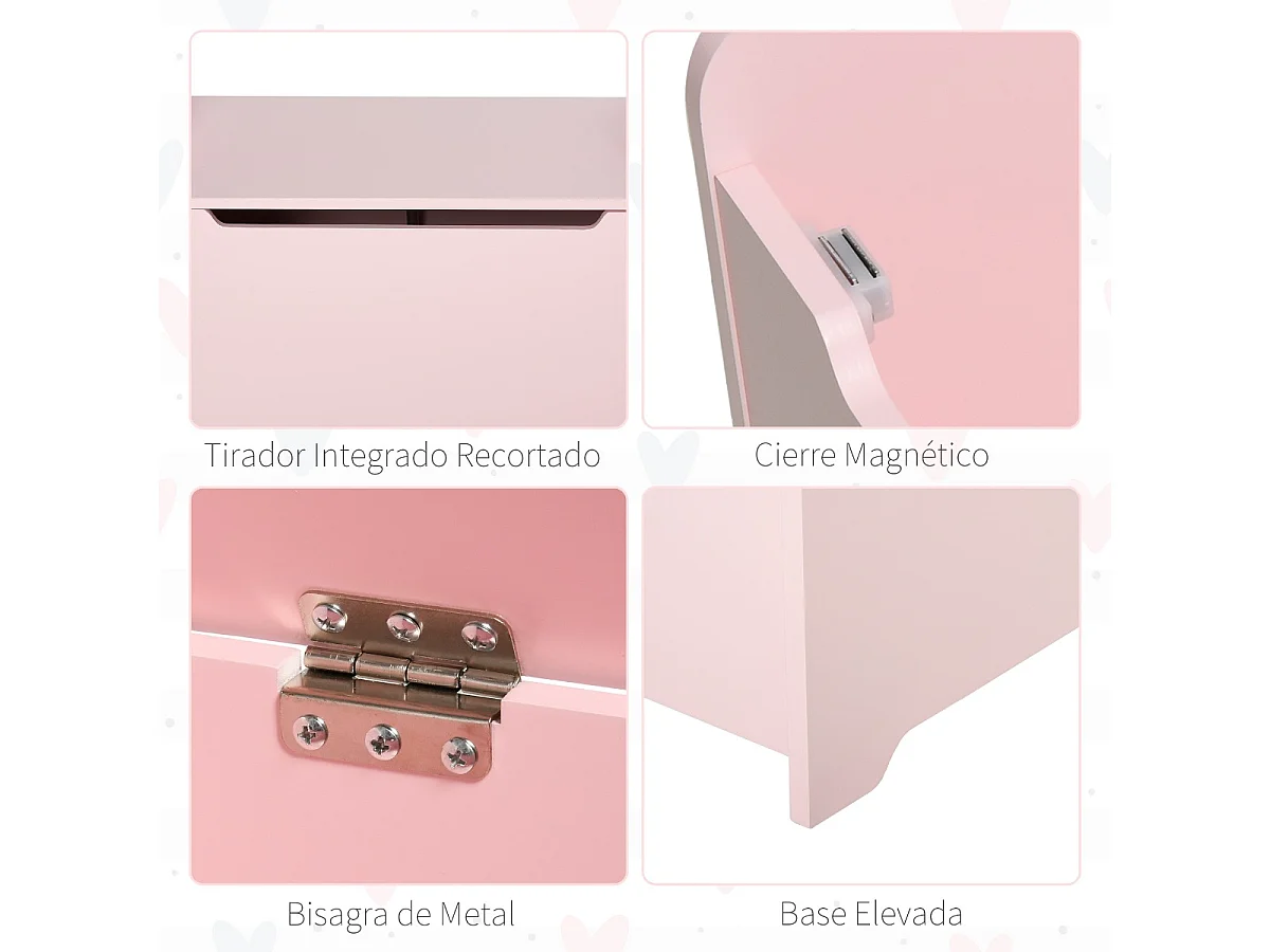 Caja de almacenaje rosa 60x40x48 cm HOMCOM
