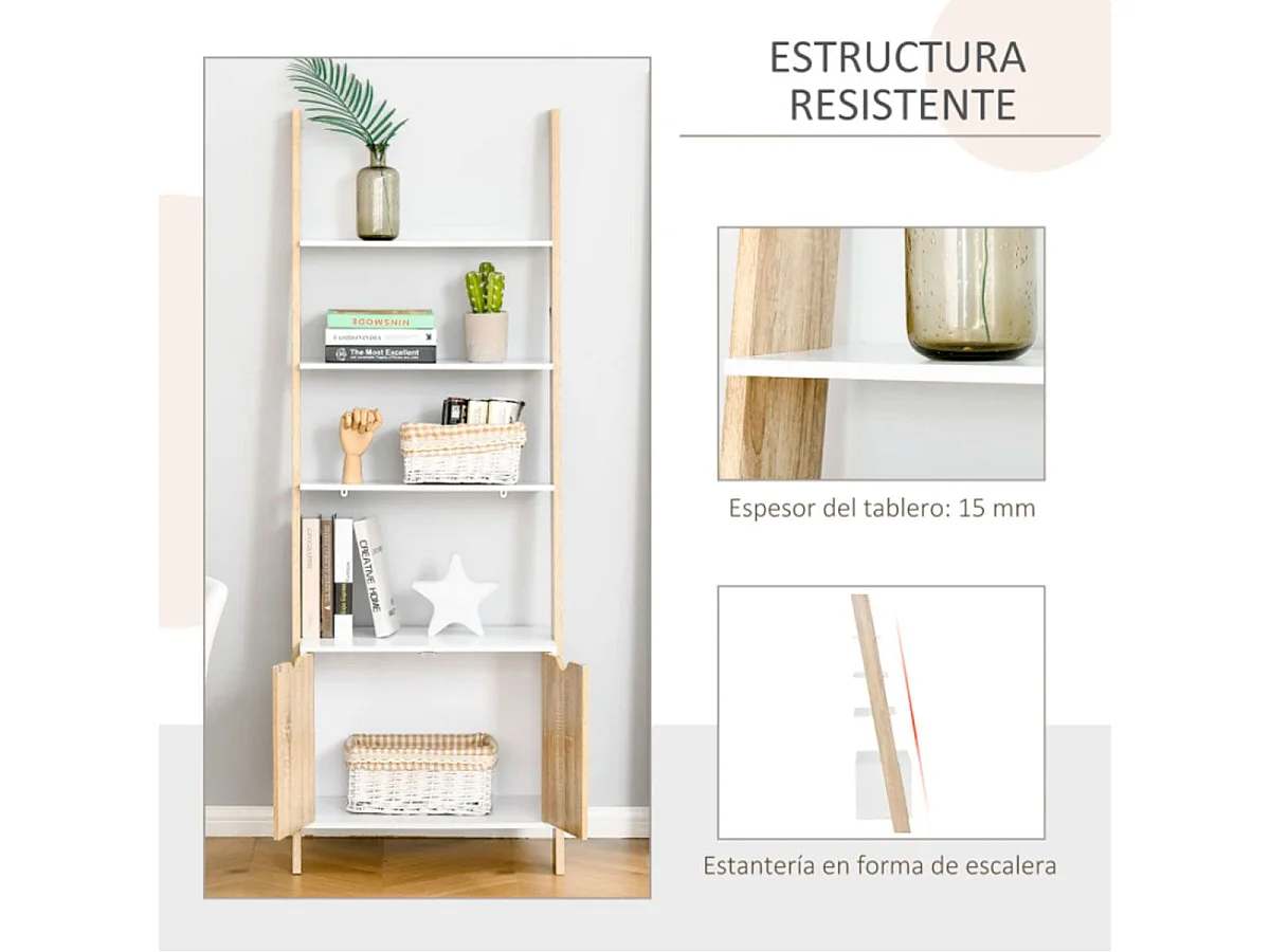 Estantería escalera roble 60x40x171 cm HOMCOM
