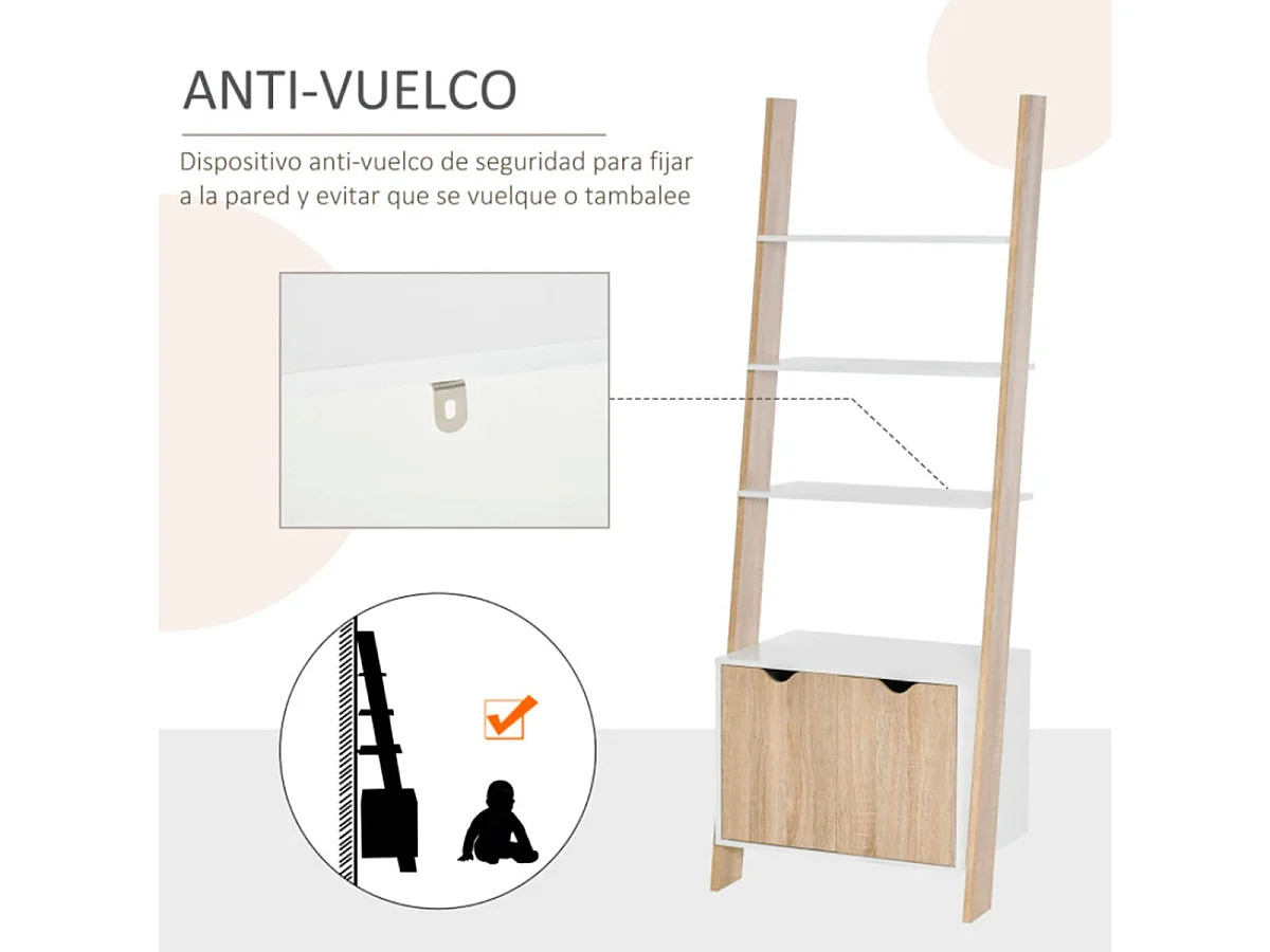 Estantería escalera roble 60x40x171 cm HOMCOM
