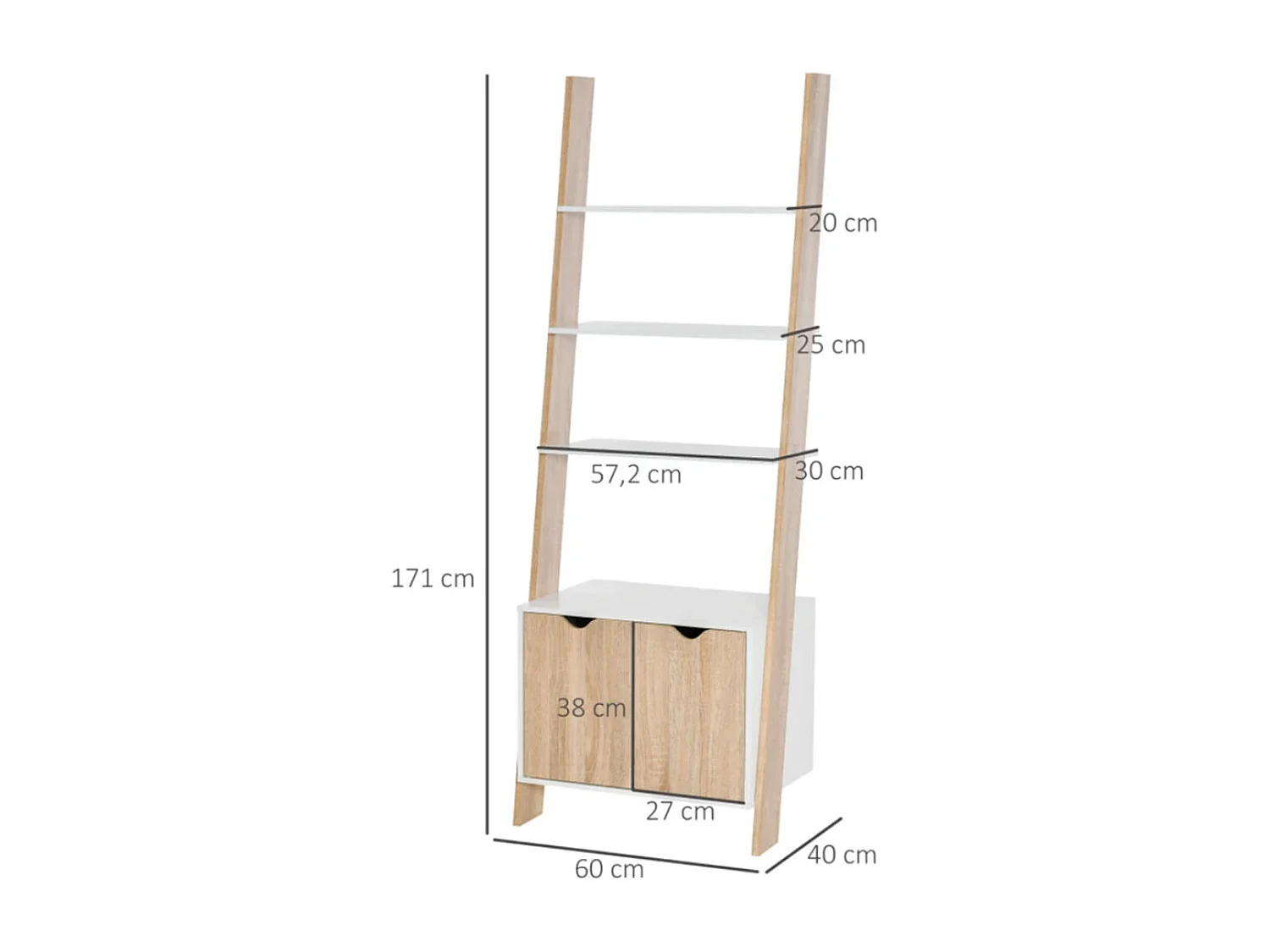 Estantería escalera roble 60x40x171 cm HOMCOM