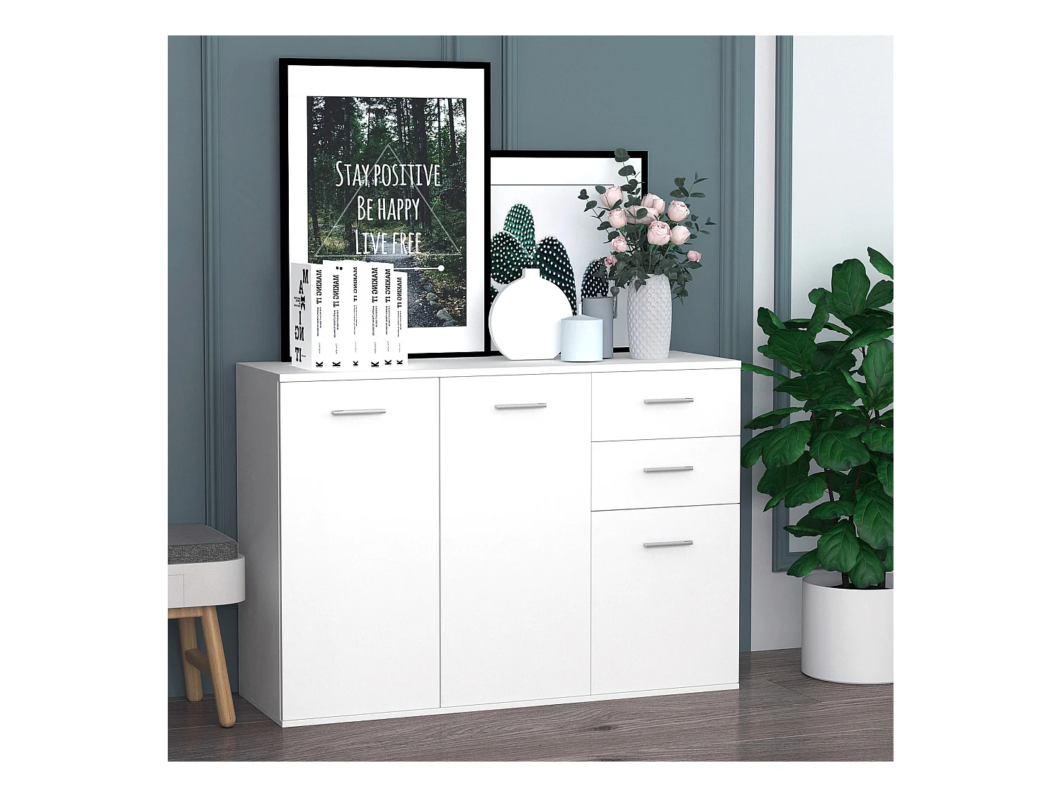 Armario blanco 106x35x76cm HOMCOM