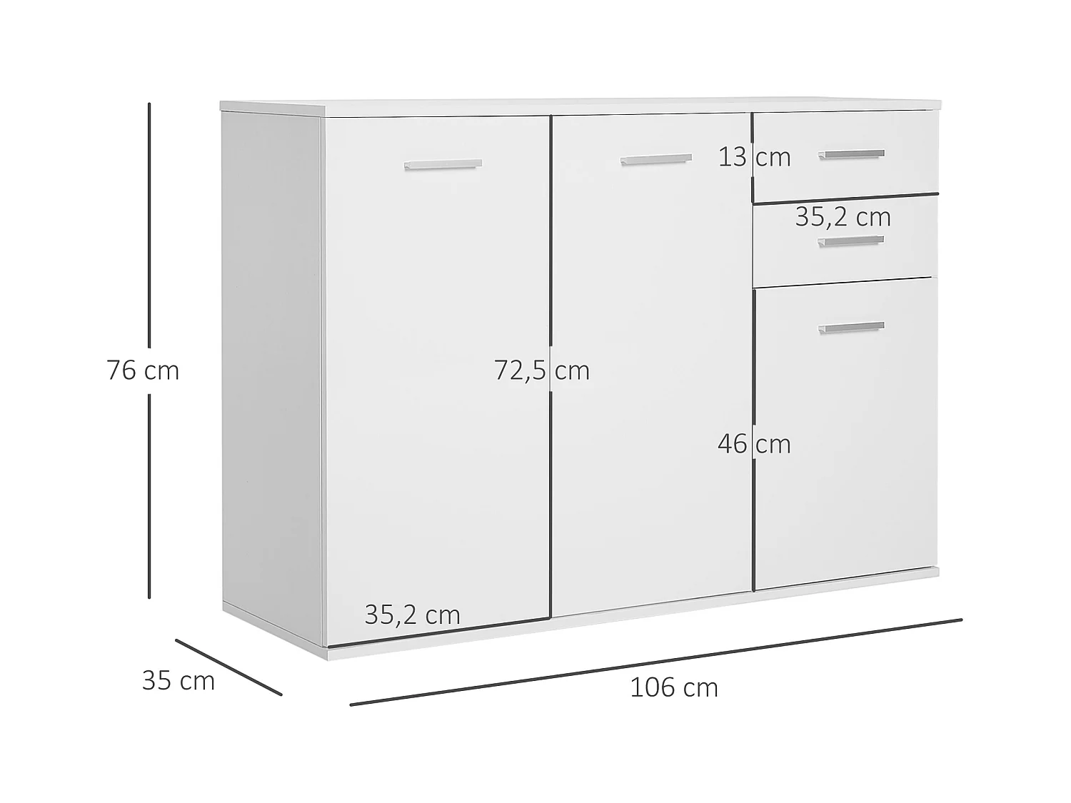 Armario blanco 106x35x76cm HOMCOM