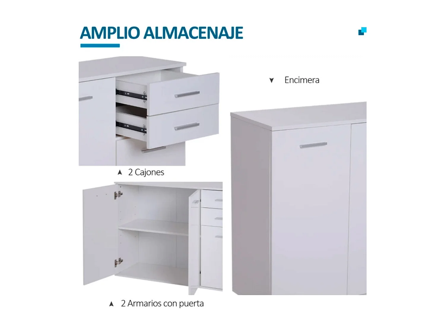 Armario blanco 106x35x76cm HOMCOM