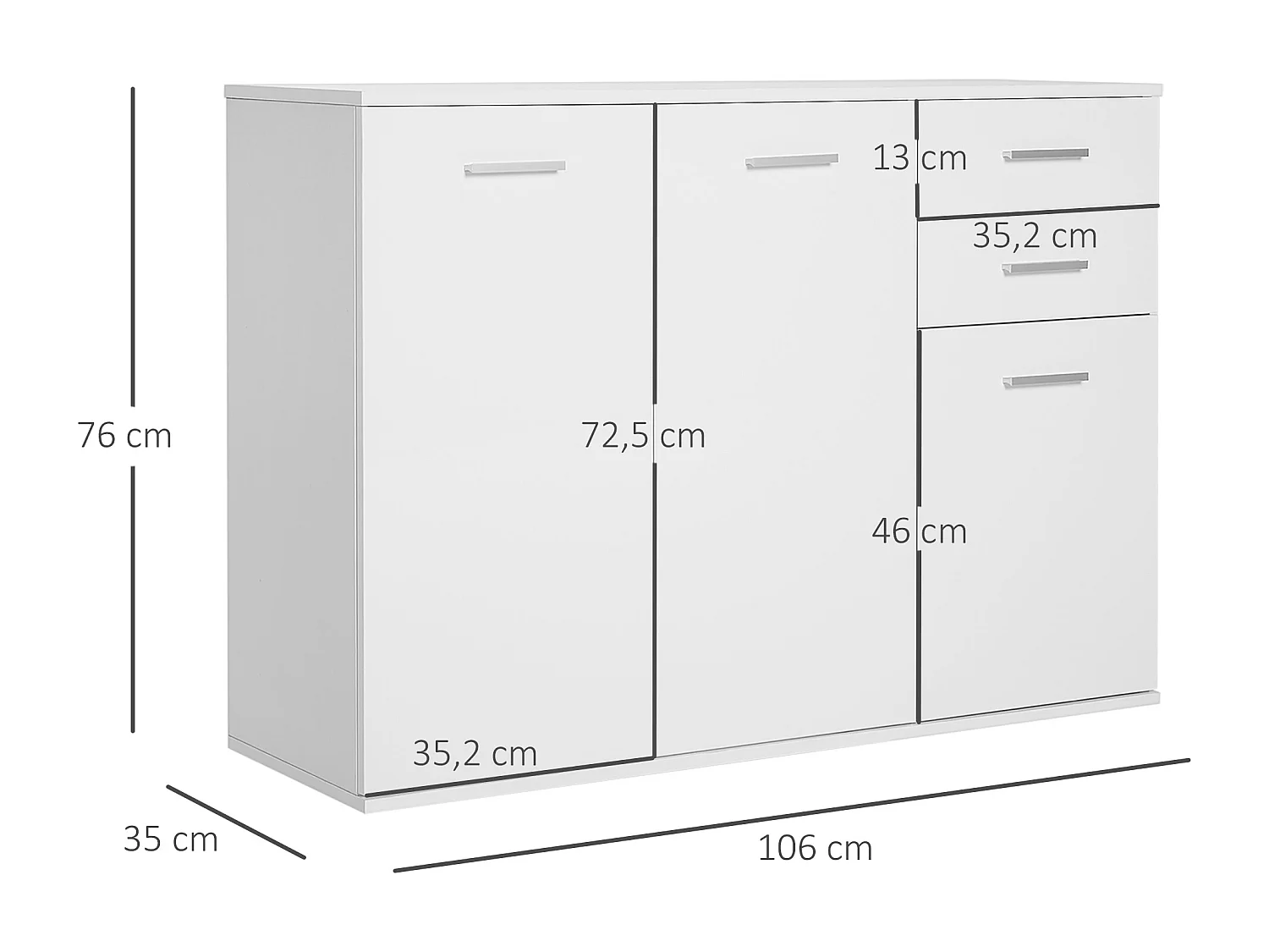 Armario blanco 106x35x76cm HOMCOM