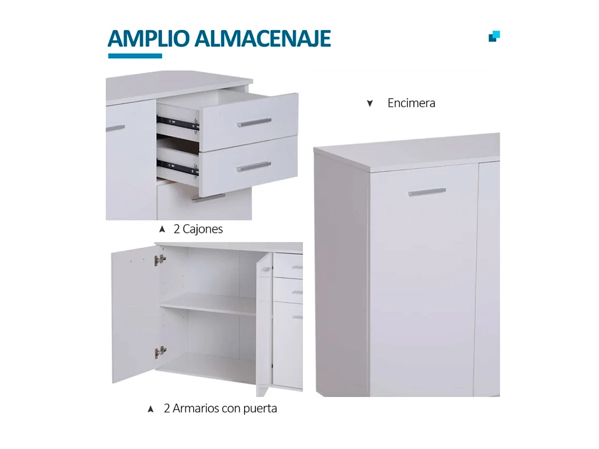 Armario blanco 106x35x76cm HOMCOM
