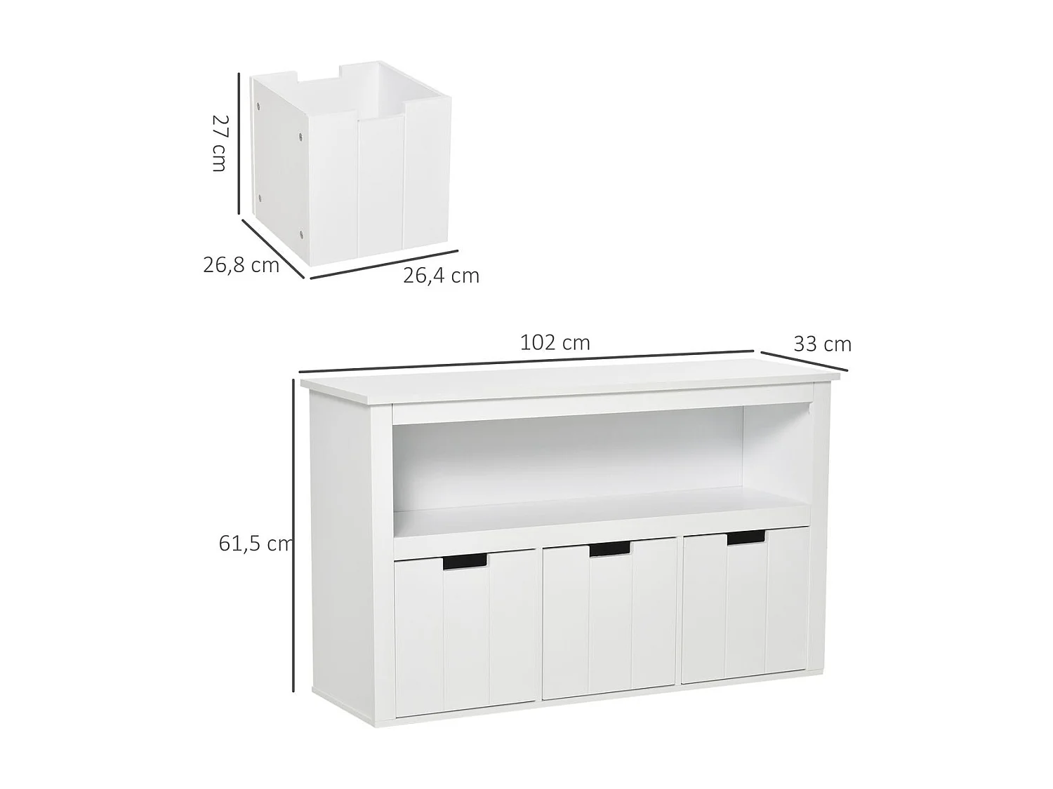 Aparador de salón blanco 102x33x61.5 cm HOMCOM