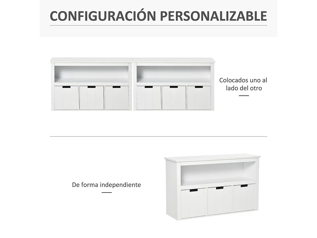 Aparador de salón blanco 102x33x61.5 cm HOMCOM