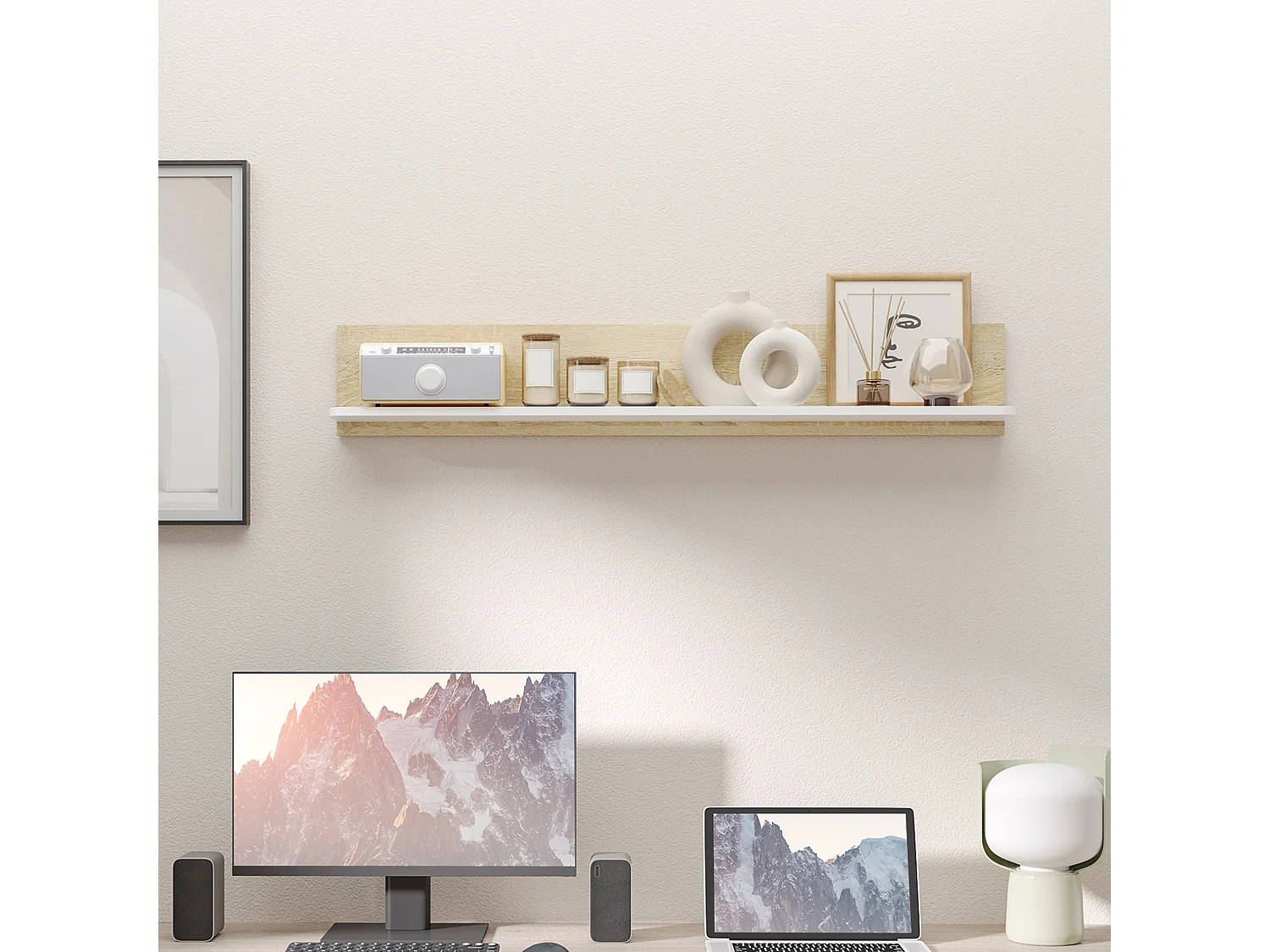 Estantería de pared roble 120x15x20 cm HOMCOM