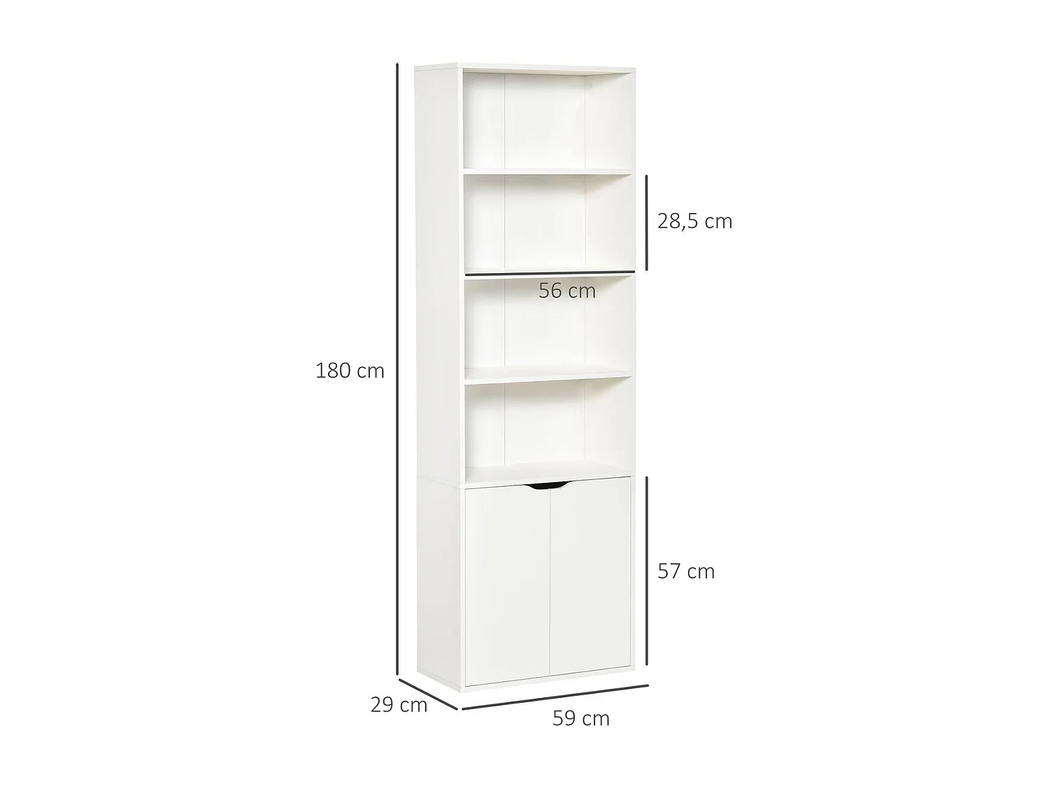 Estantería para libros blanco 59x29x180 cm HOMCOM