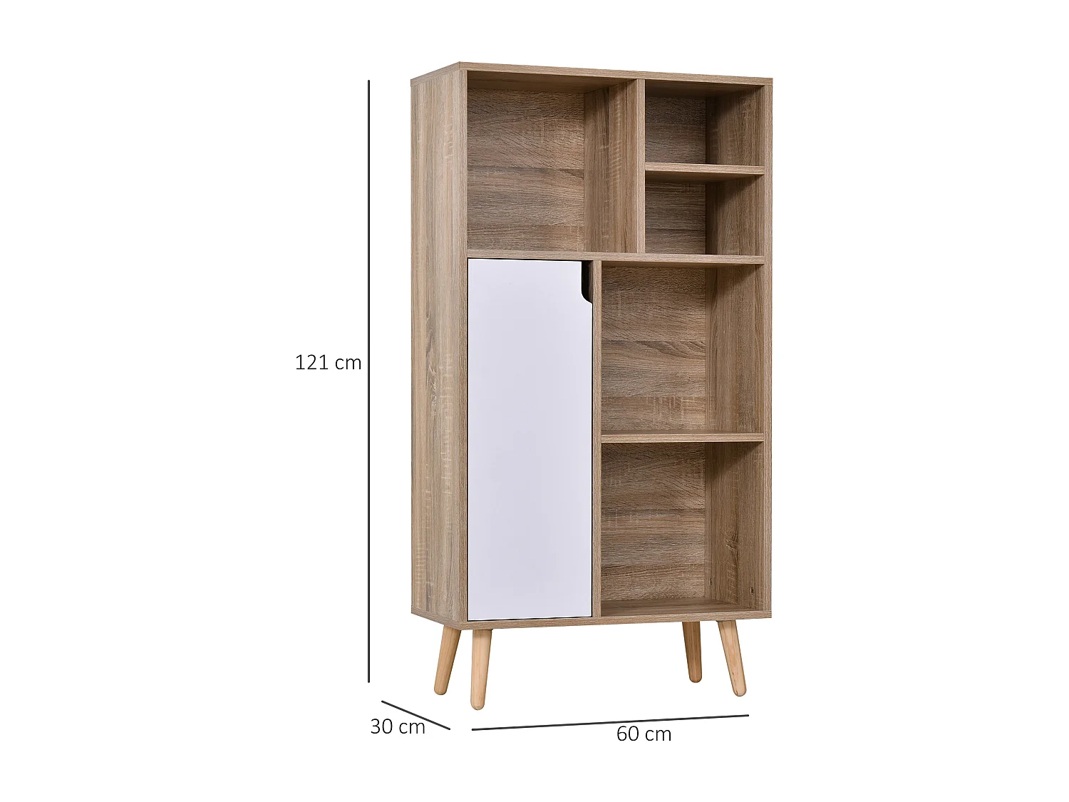 Aparador alto roble 60x30x121 cm HOMCOM