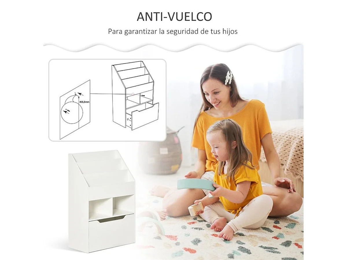 Estantería infantil blanco 60x29.9x90 cm HOMCOM