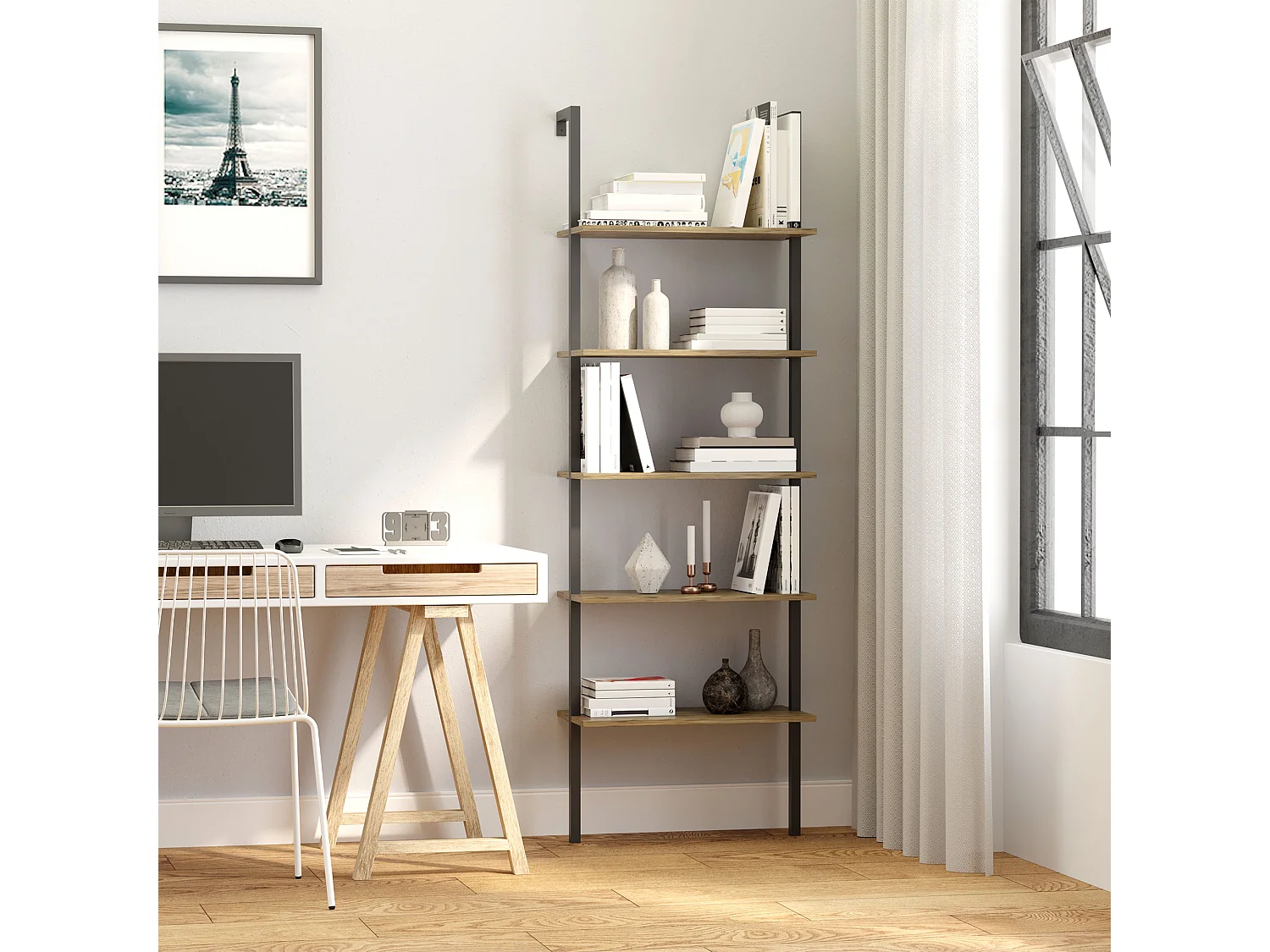 Estantería de escalera marrón 60x30x184.5 cm HOMCOM