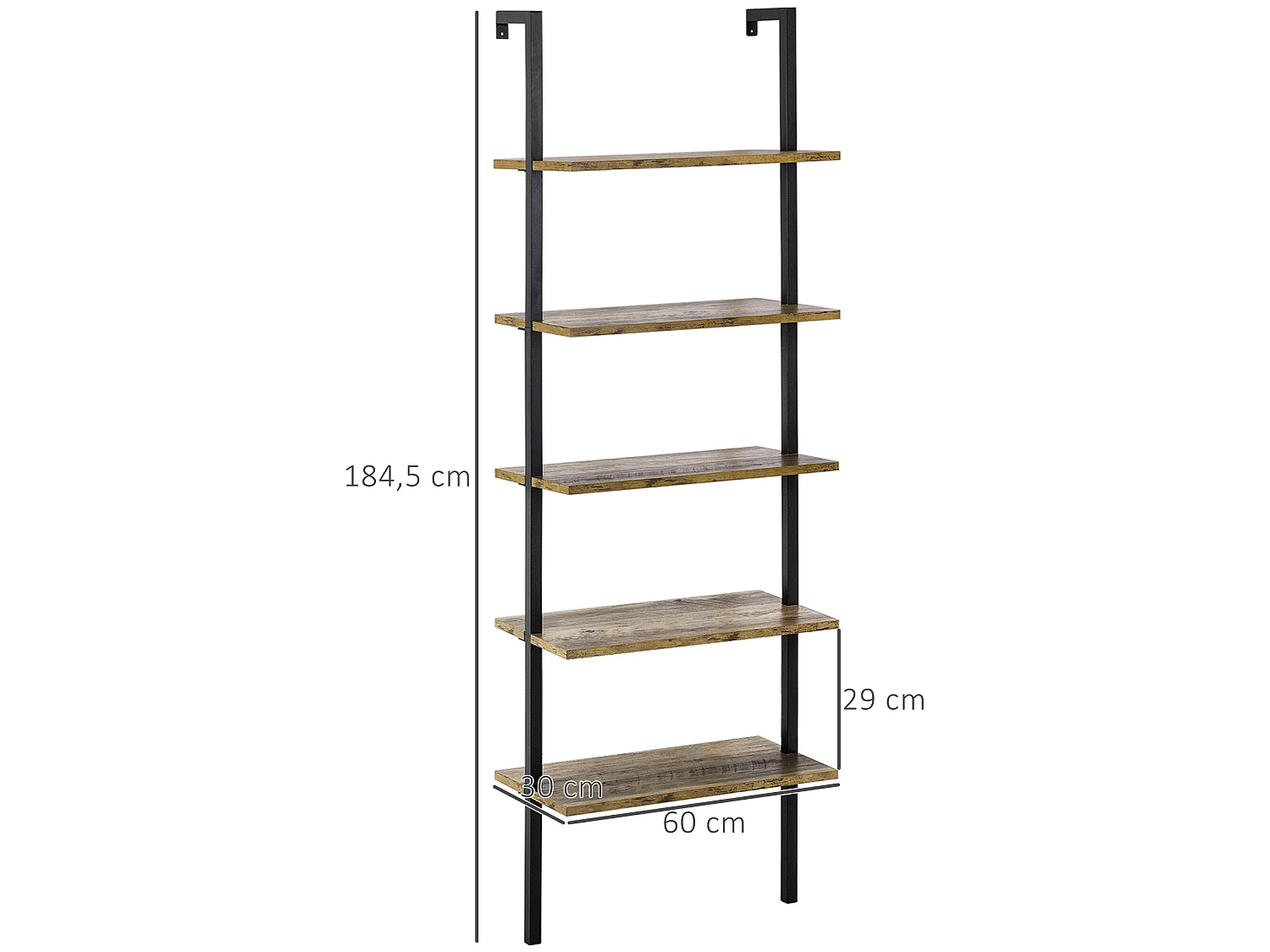 Estantería de escalera marrón 60x30x184.5 cm HOMCOM