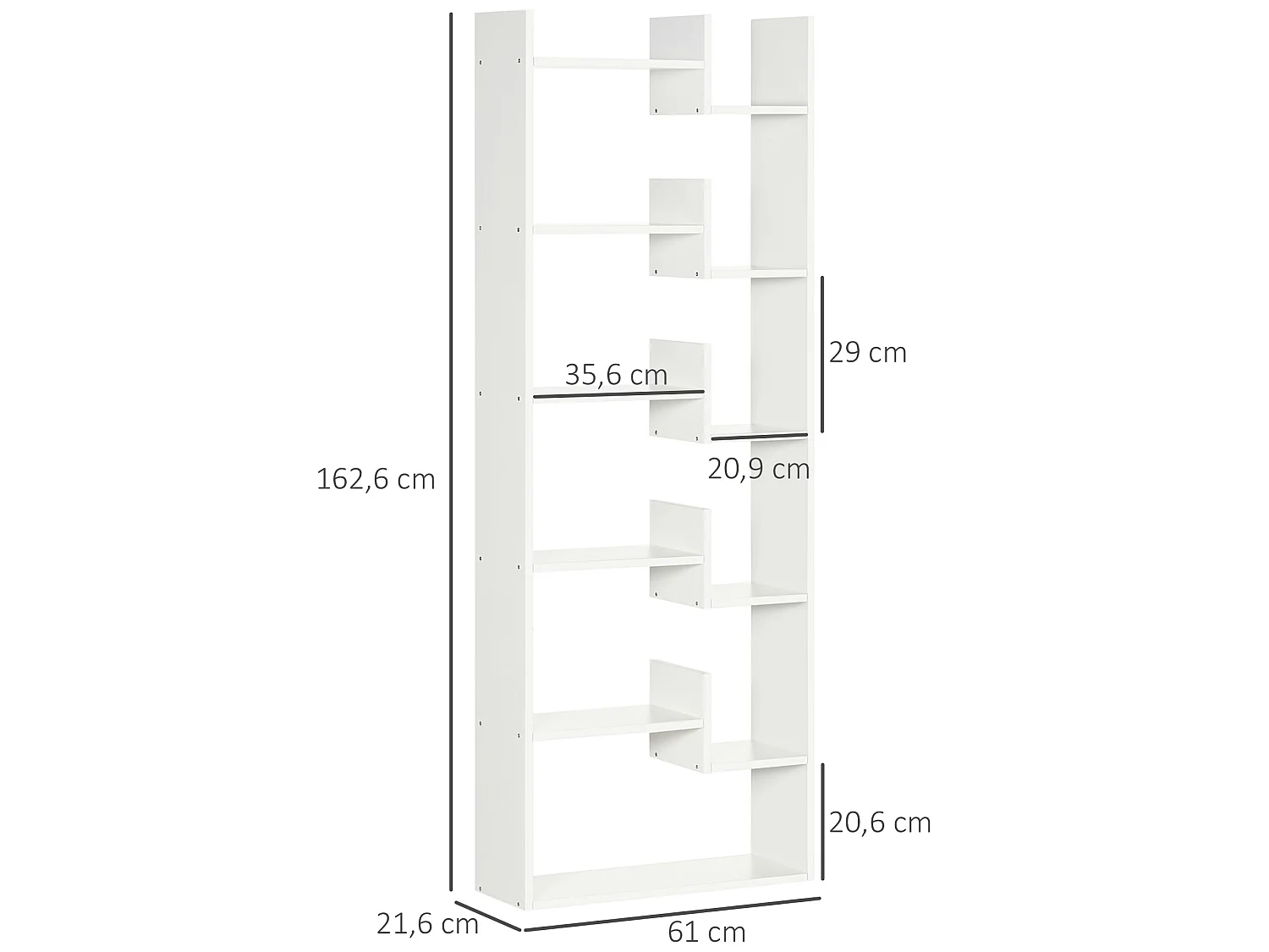 Estante para libros blanco 61x21.6x162.6 cm HOMCOM